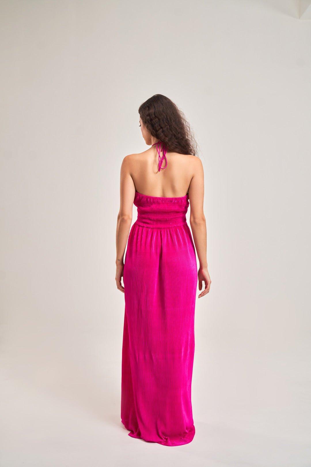 FUCHSIA DRAWSTRING DETAIL DRESS - Sotbella