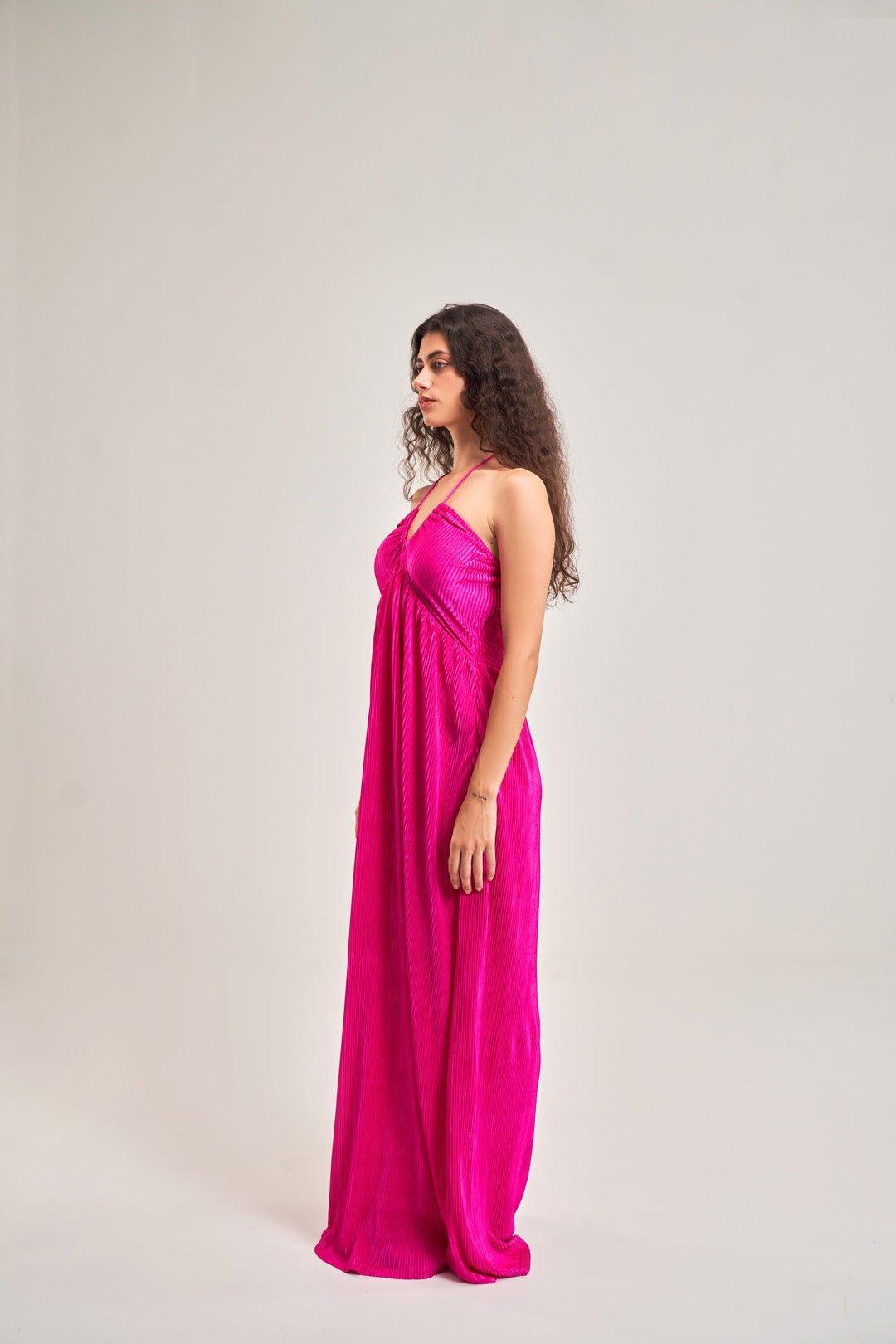FUCHSIA DRAWSTRING DETAIL DRESS - Sotbella