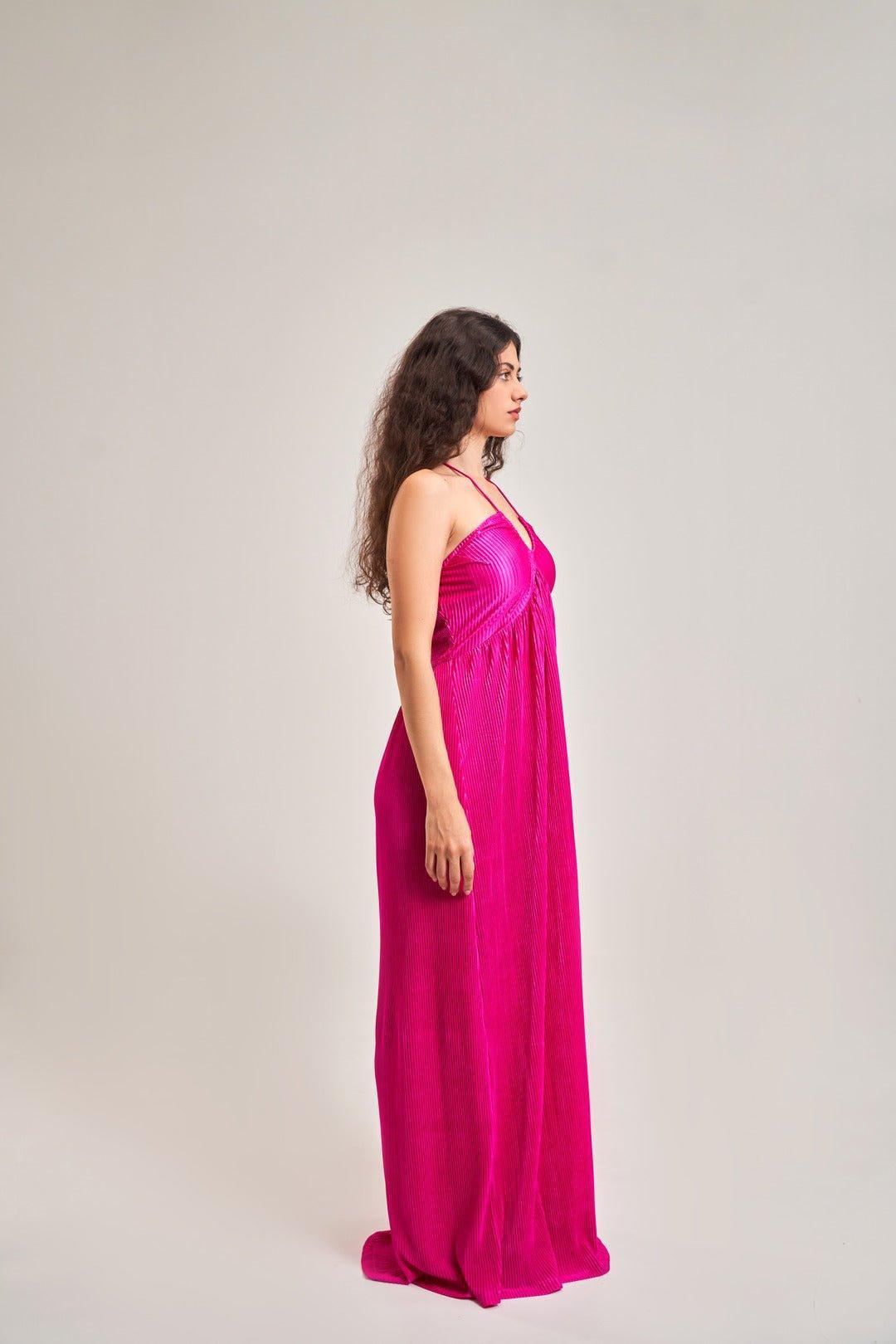 FUCHSIA DRAWSTRING DETAIL DRESS - Sotbella