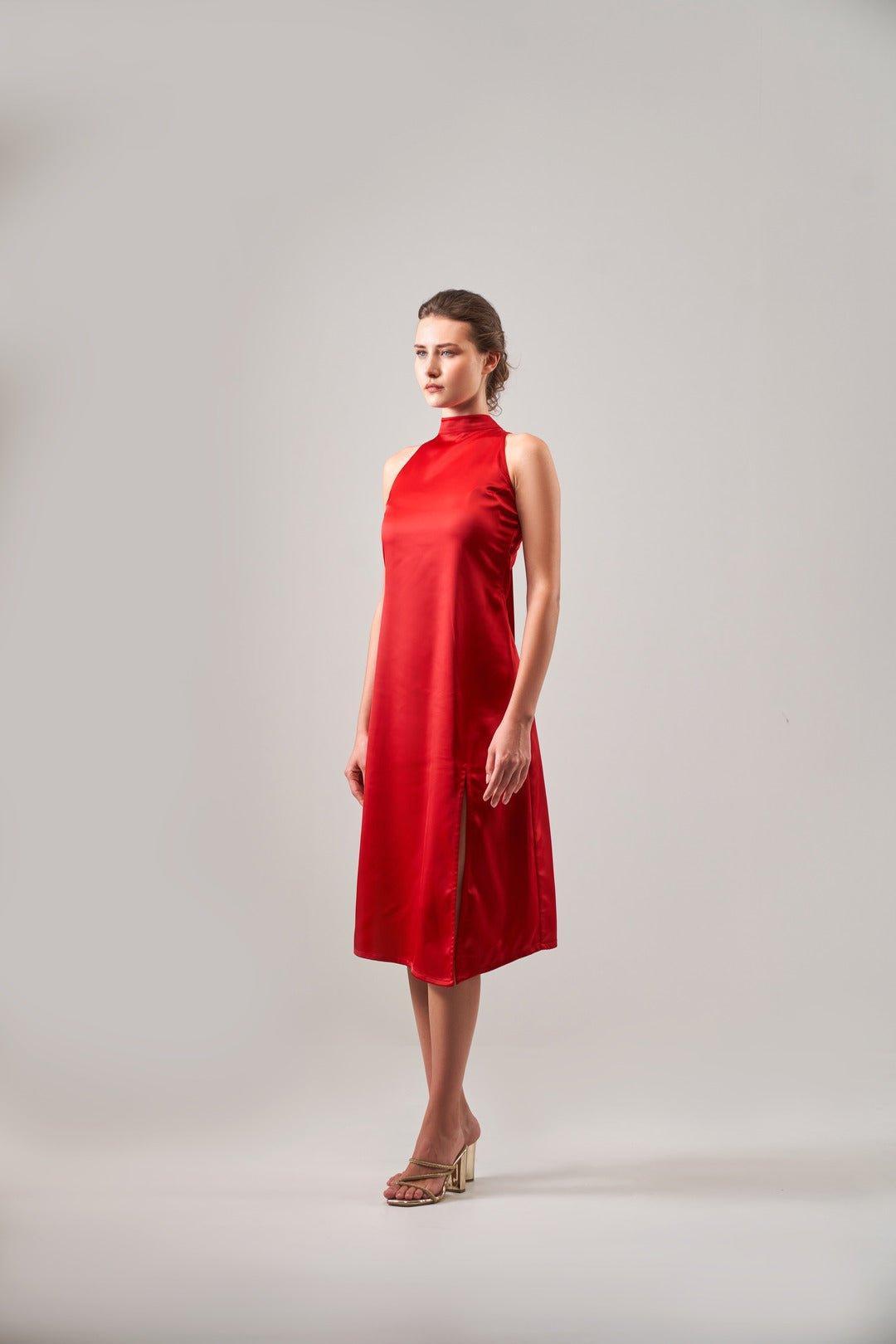 HALTER NECK SLIT DRESS - Sotbella