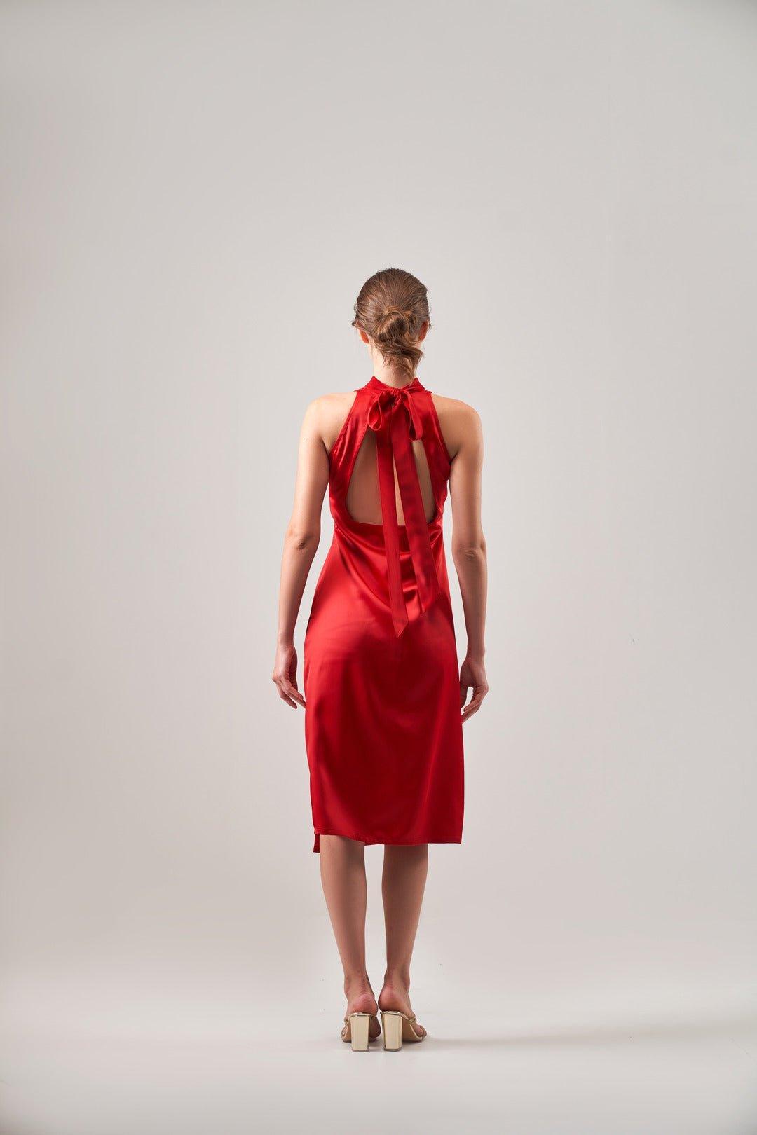 HALTER NECK SLIT DRESS - Sotbella