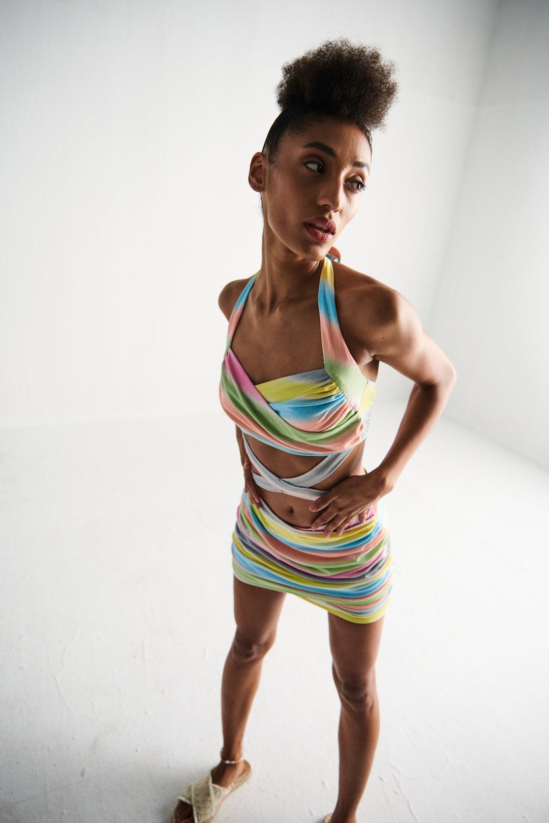 Multicolour Cut Out Mini Dress - Sotbella