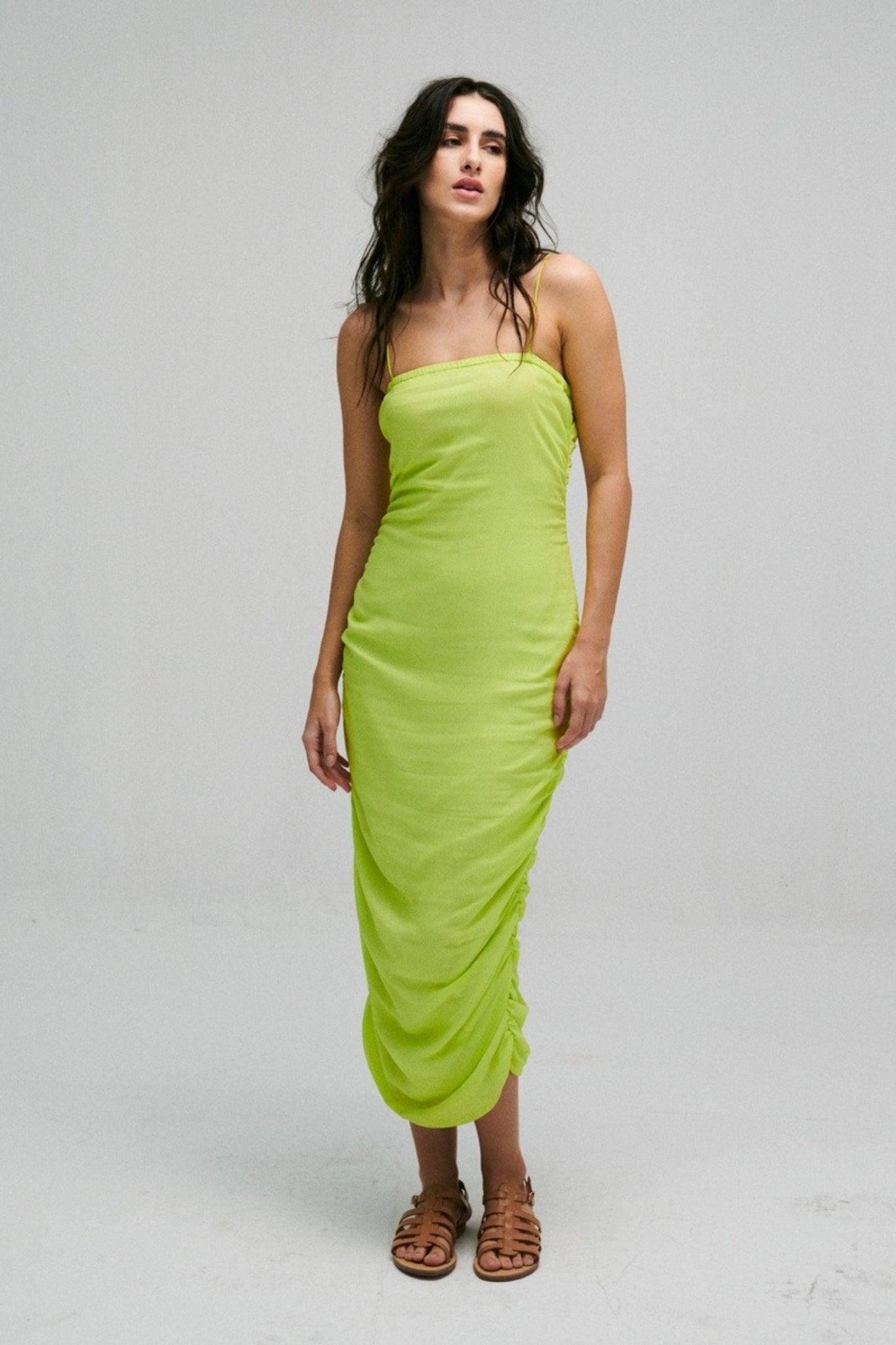 Neon Green Bodycon Dress - Sotbella