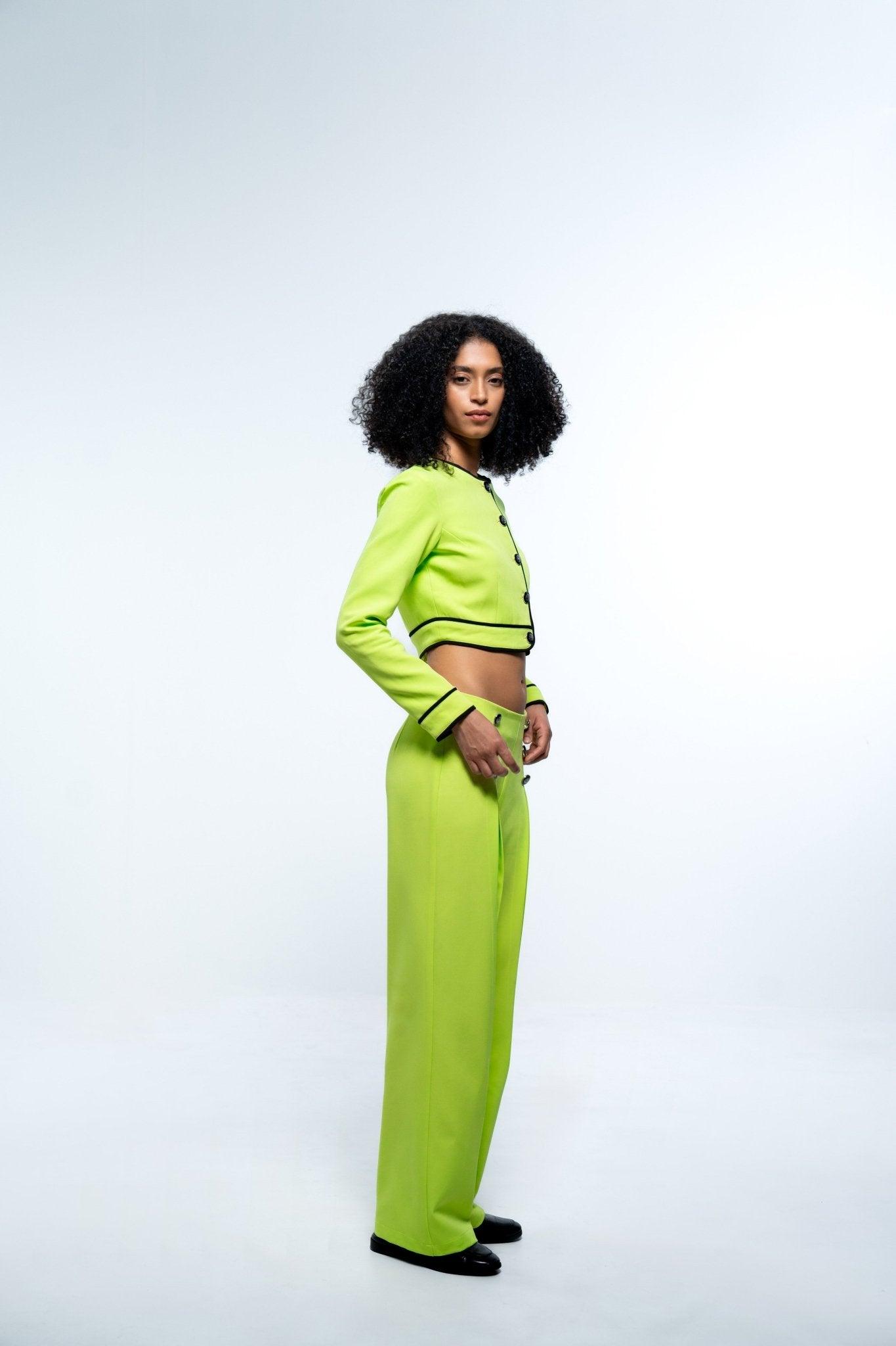 NEON GREEN COLORBLOCKED TOP AND PANT CO - ORD SET - Sotbella