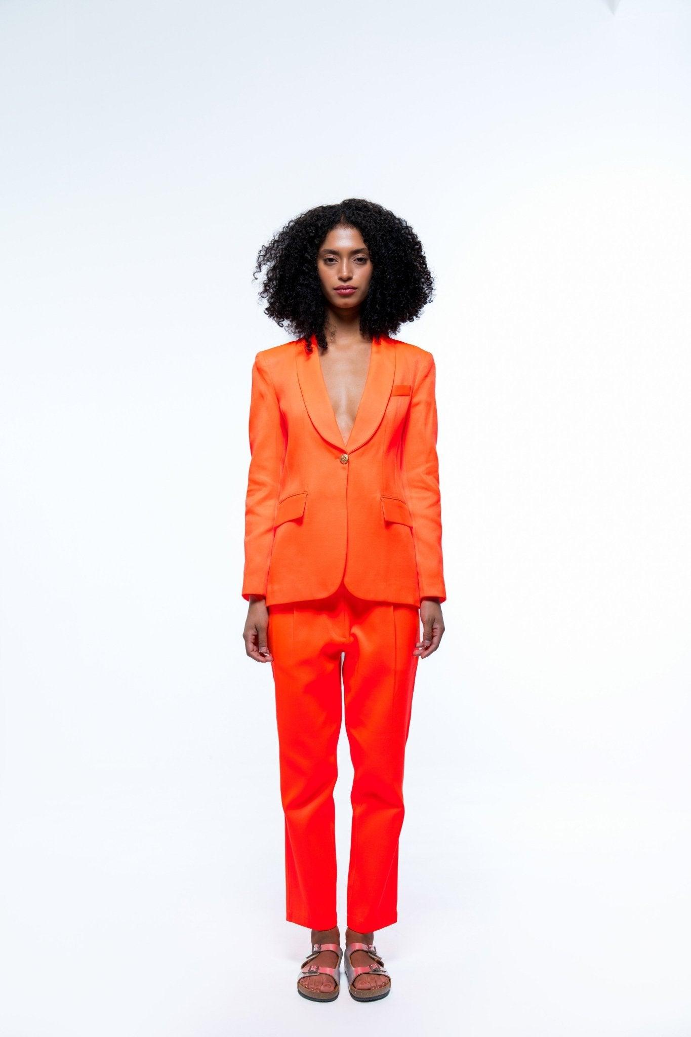 ORANGE SINGLE BREASTED BLAZER - Sotbella