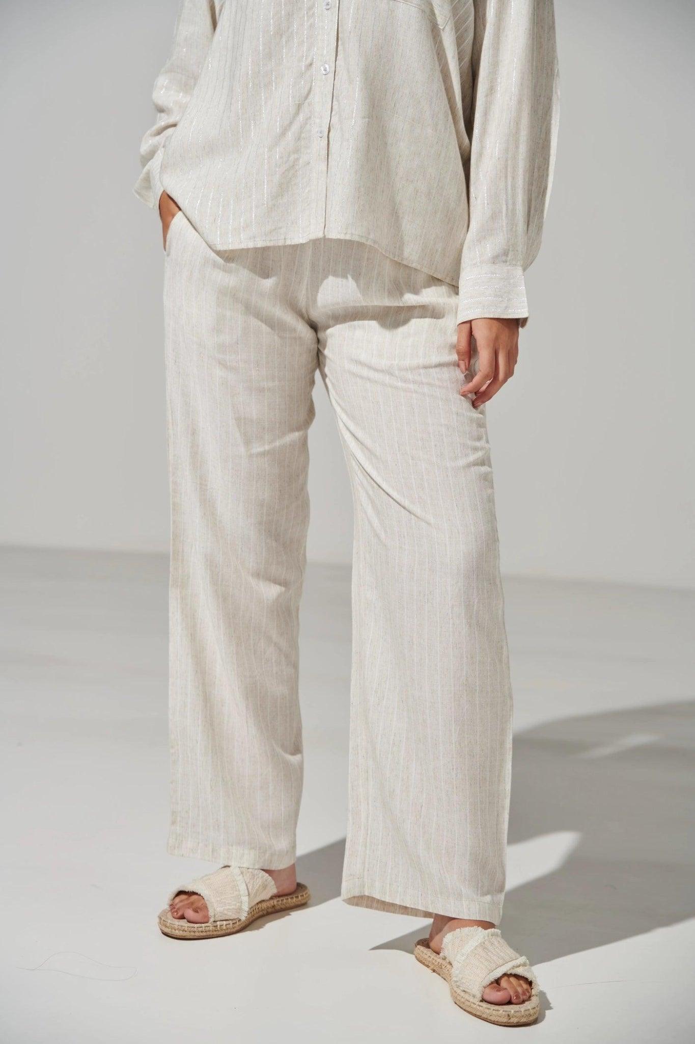 Pin Stripe Cotton Pant-Sotbella