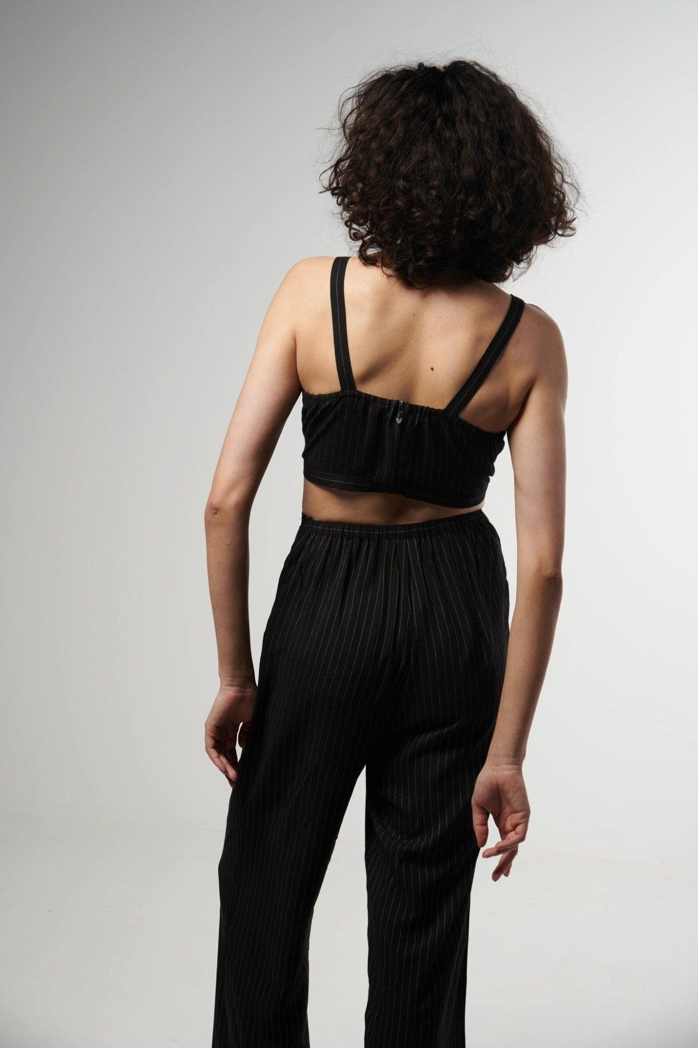 Pin-Striped Black Jumpsuit - Sotbella