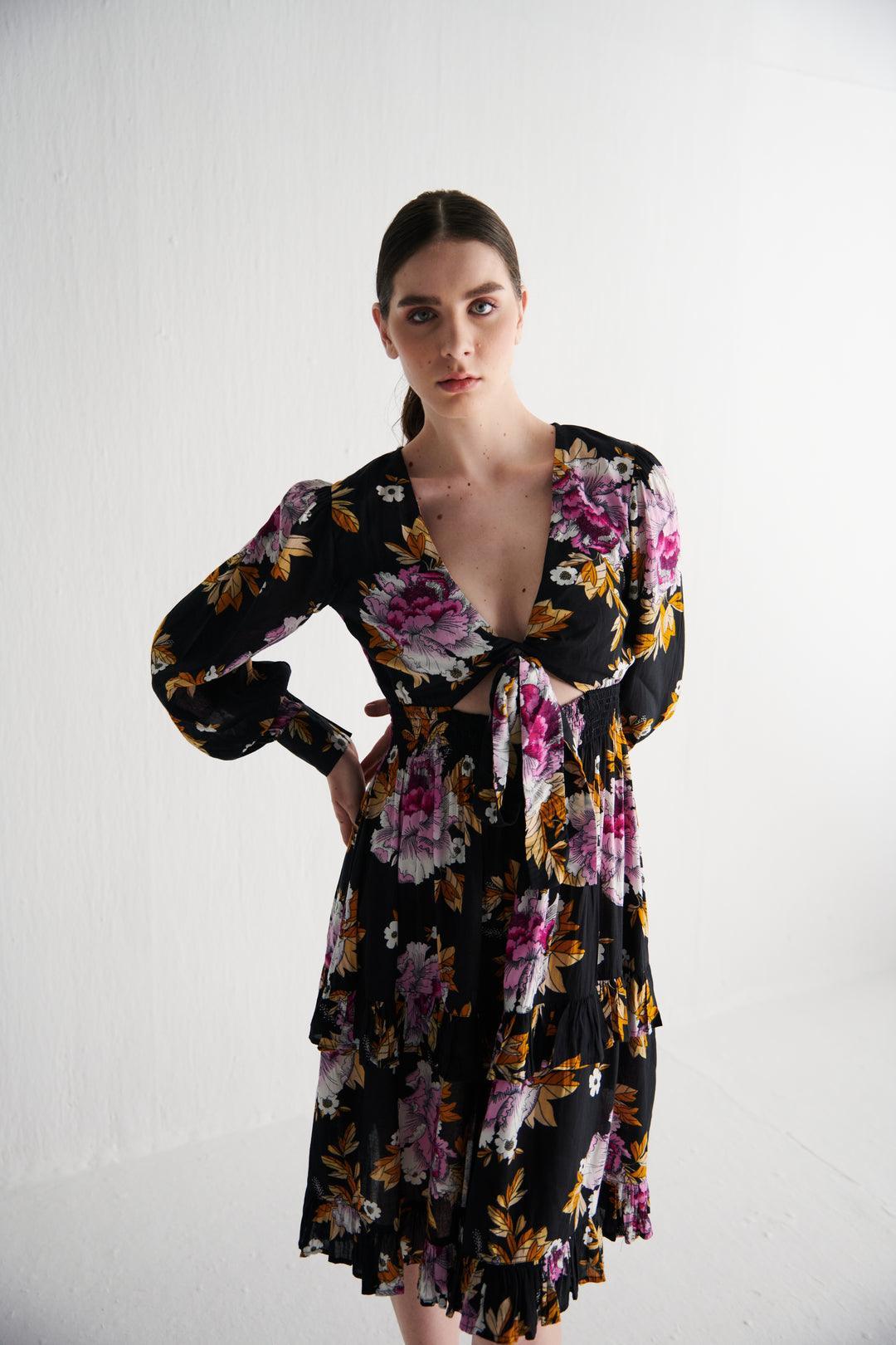 Printed Ruffle Dress - Sotbella