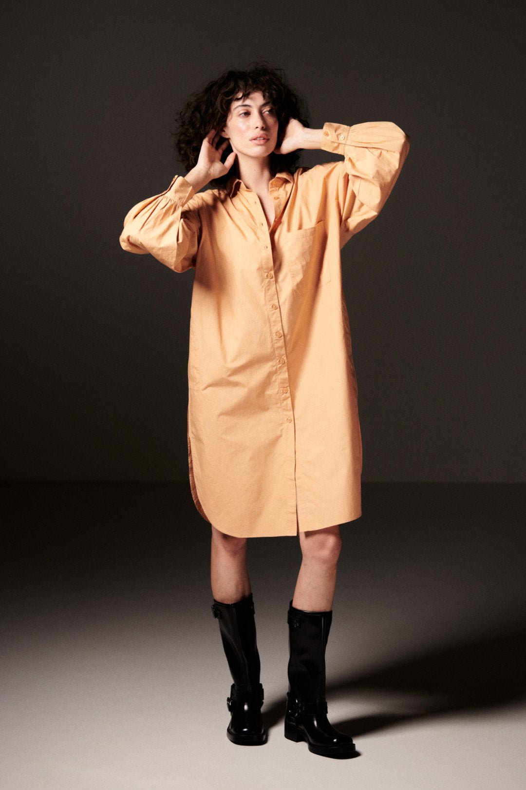 Sandy Brown Knee Length Shirt - Sotbella