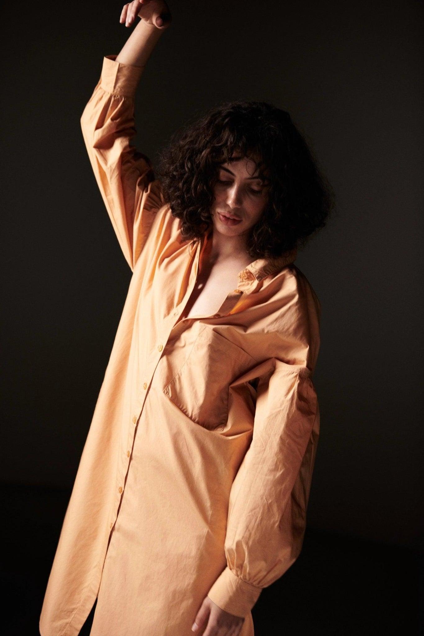 Sandy Brown Knee Length Shirt-Sotbella