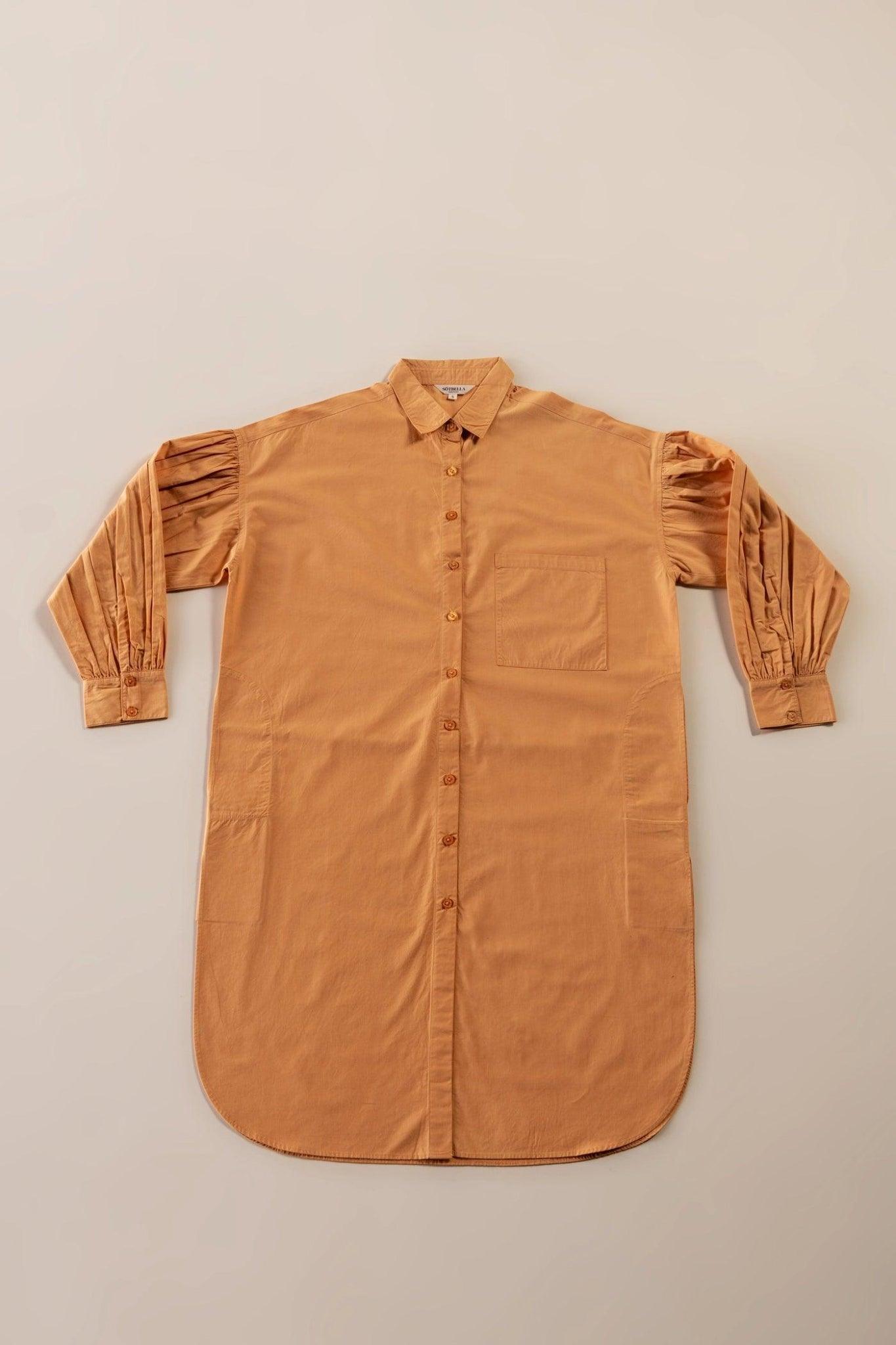 Sandy Brown Knee Length Shirt-Sotbella