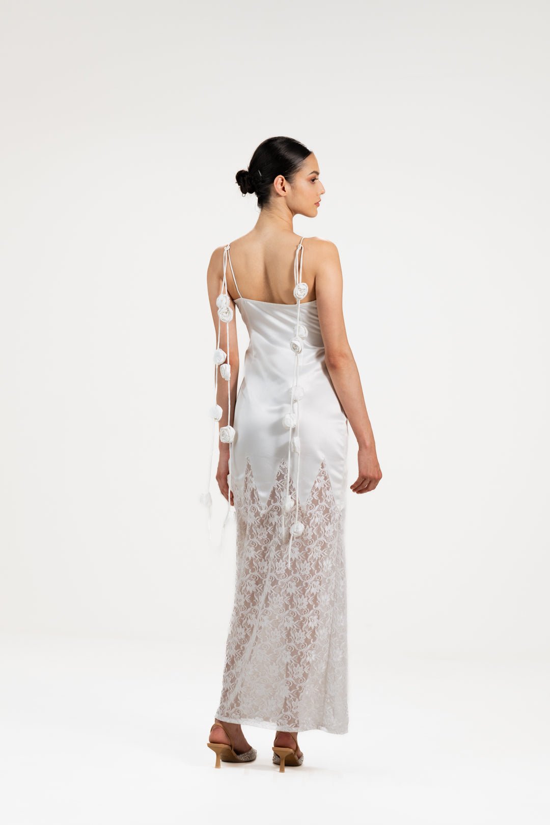 SEASHELL - PLEATED BUSTIER DRESS WITH ROSE DETAIL - Sotbella