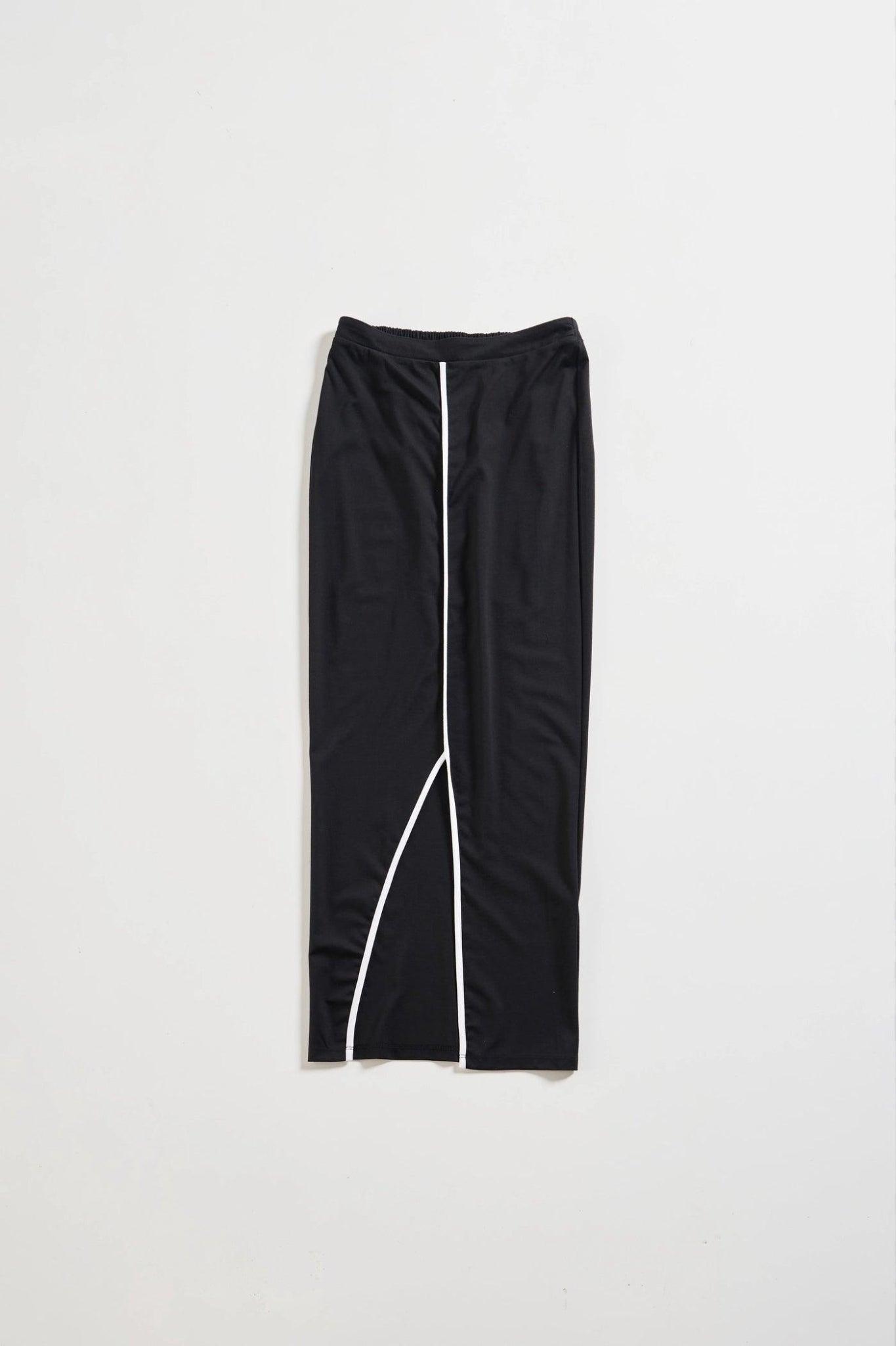 Set Of Black Full Sleeves Top With A Slit Skirt-Sotbella