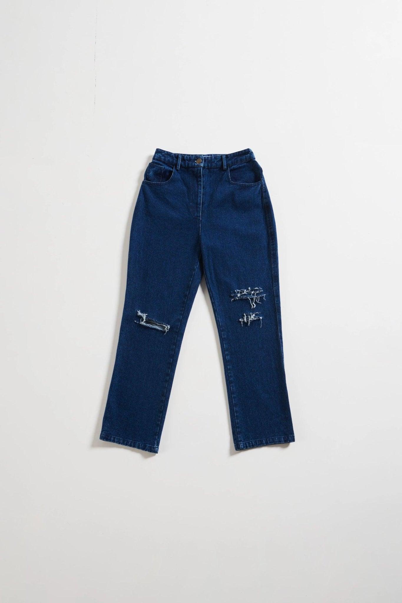 Slashed Pocket Ripped Denim-Sotbella