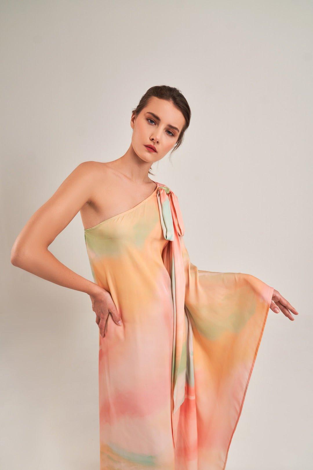 SUNSET ASYMMETRICAL TIE-UP DRESS - Sotbella