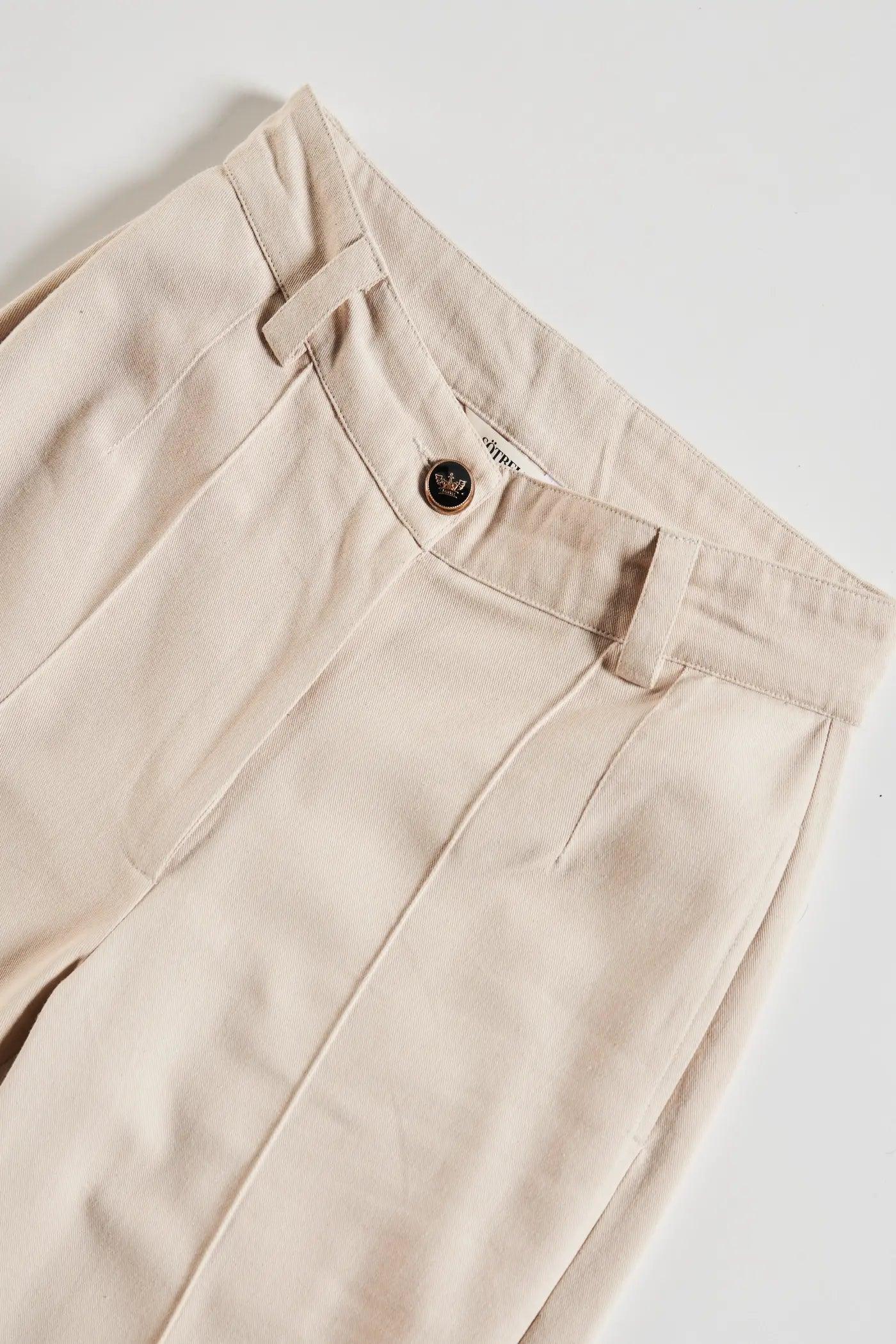 Tailored Twill Beige Pants-Sotbella