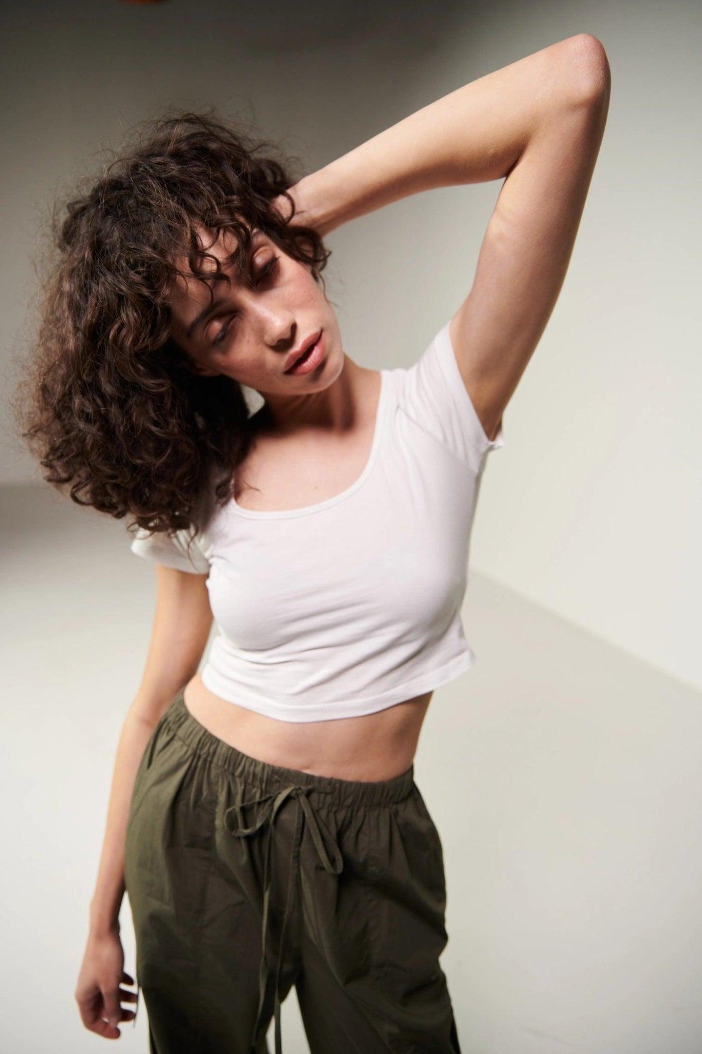 U-Neck White Crop Top-Sotbella