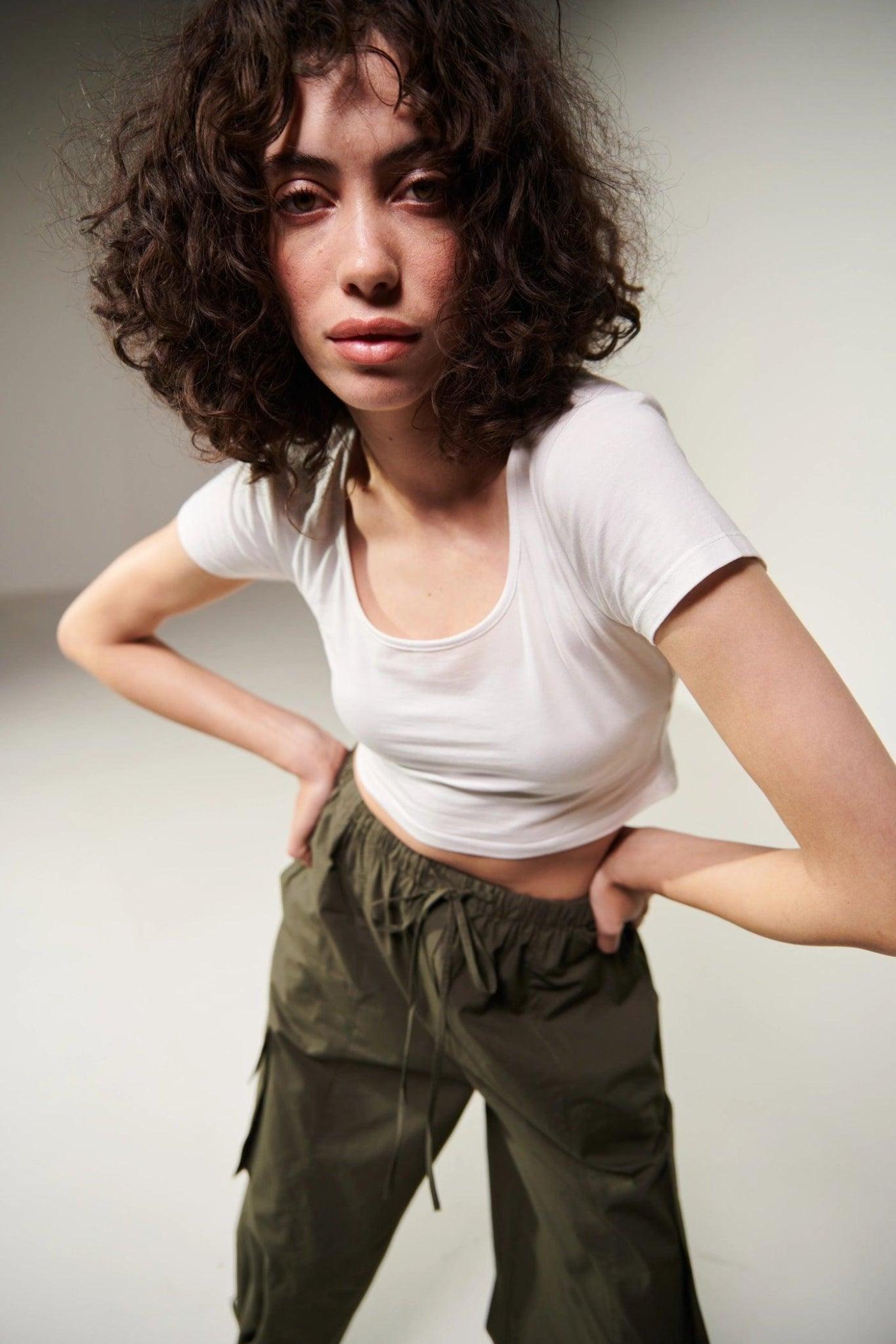 U-Neck White Crop Top-Sotbella