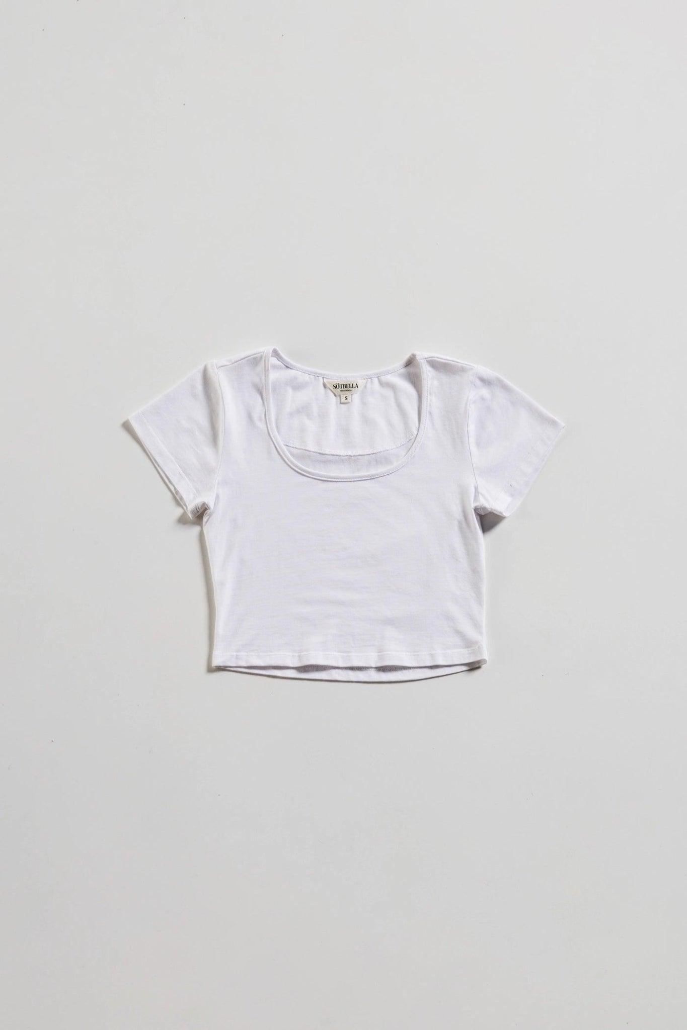 U-Neck White Crop Top-Sotbella