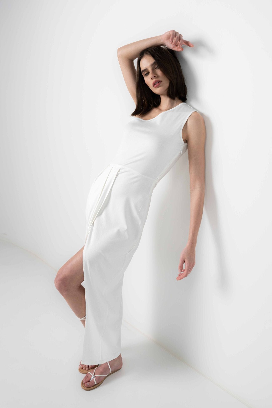 WHITE ASYMMETRIC DRESS - Sotbella