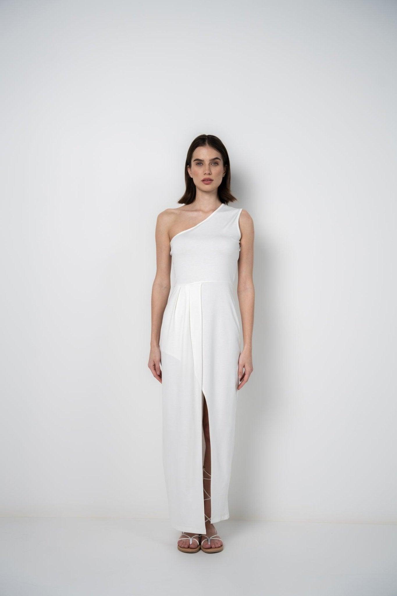 WHITE ASYMMETRIC DRESS - Sotbella