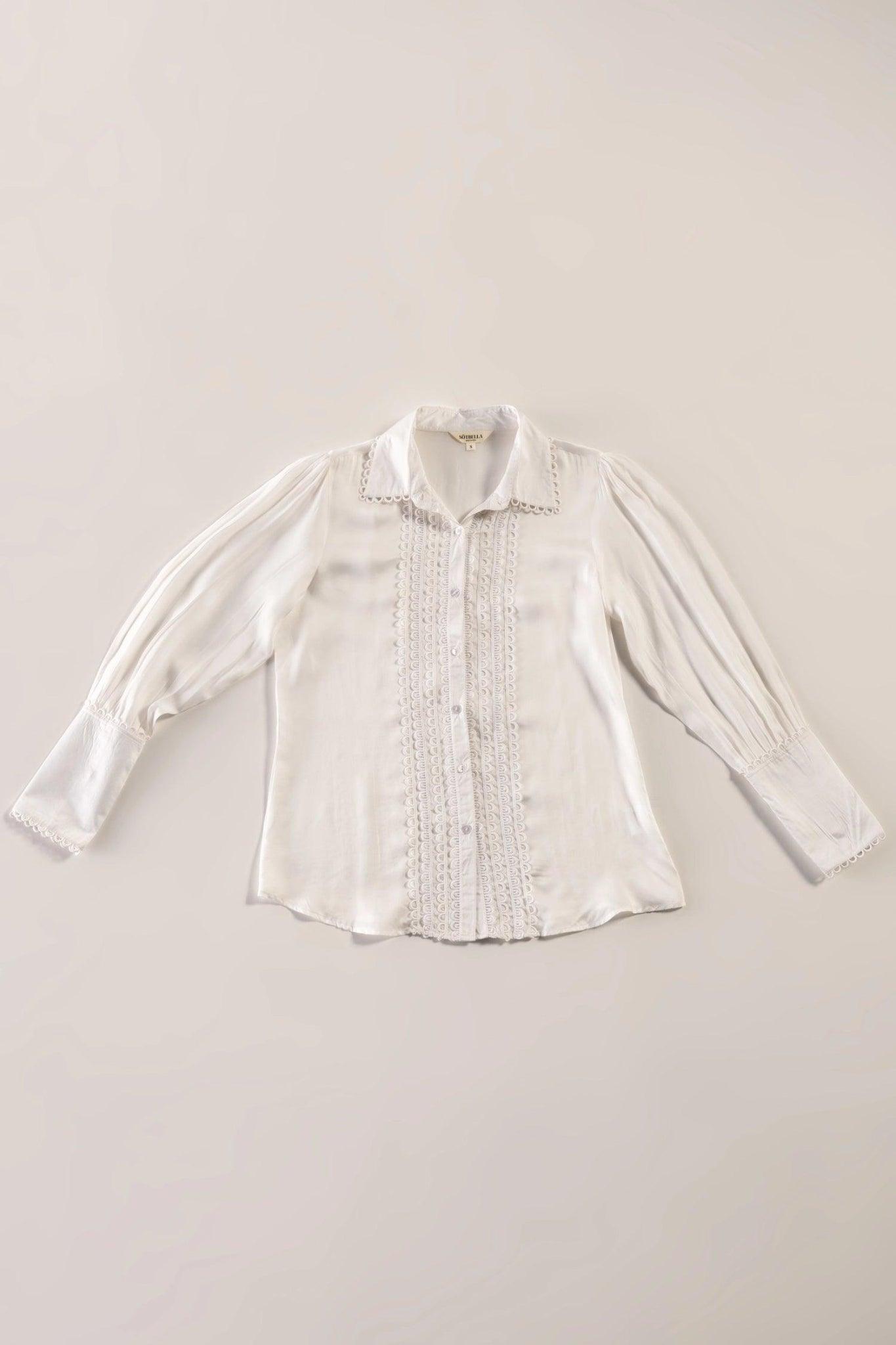 White Laced Satin Shirt-Sotbella