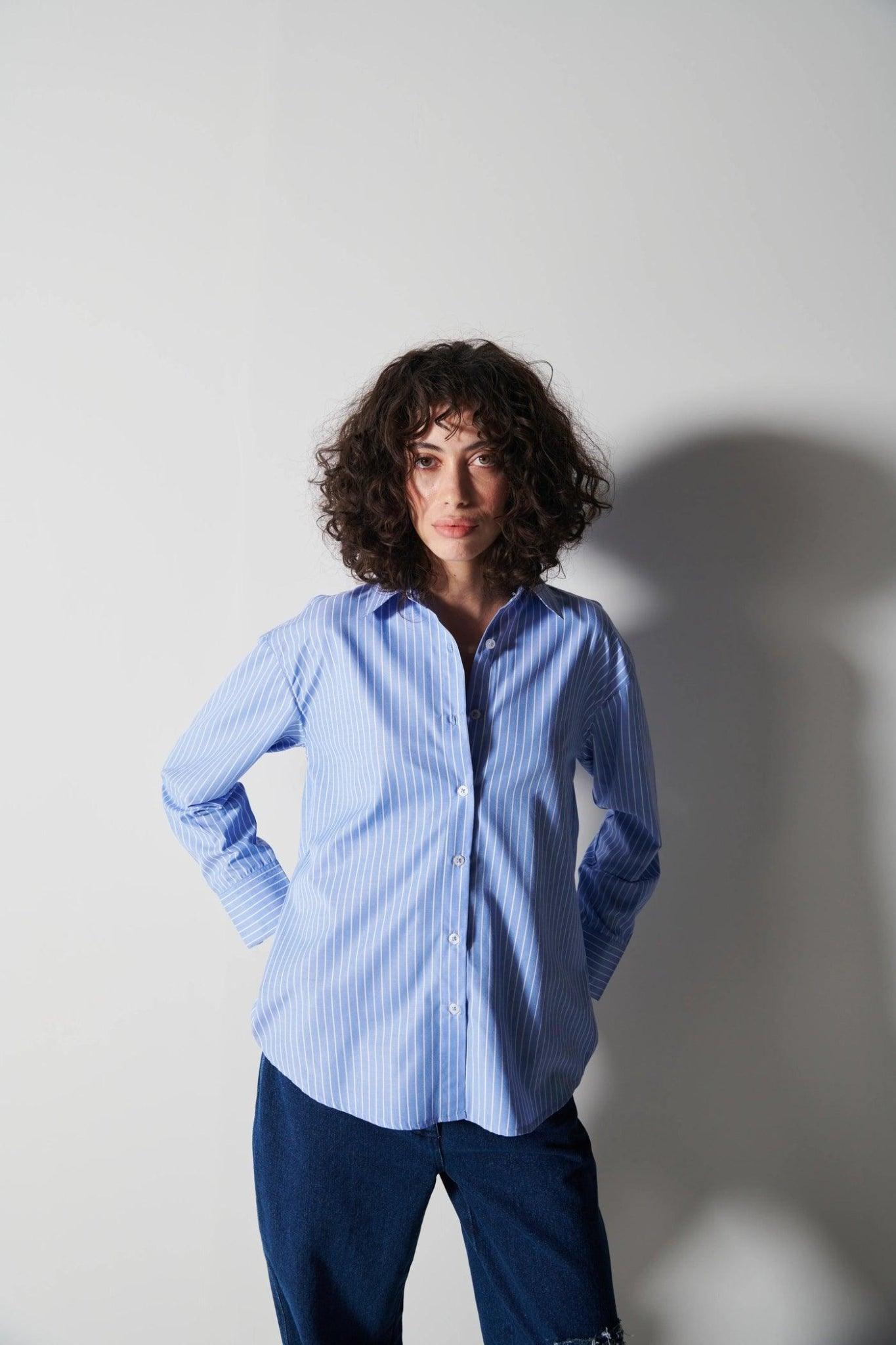 White Pin Stripped Shirt-Sotbella