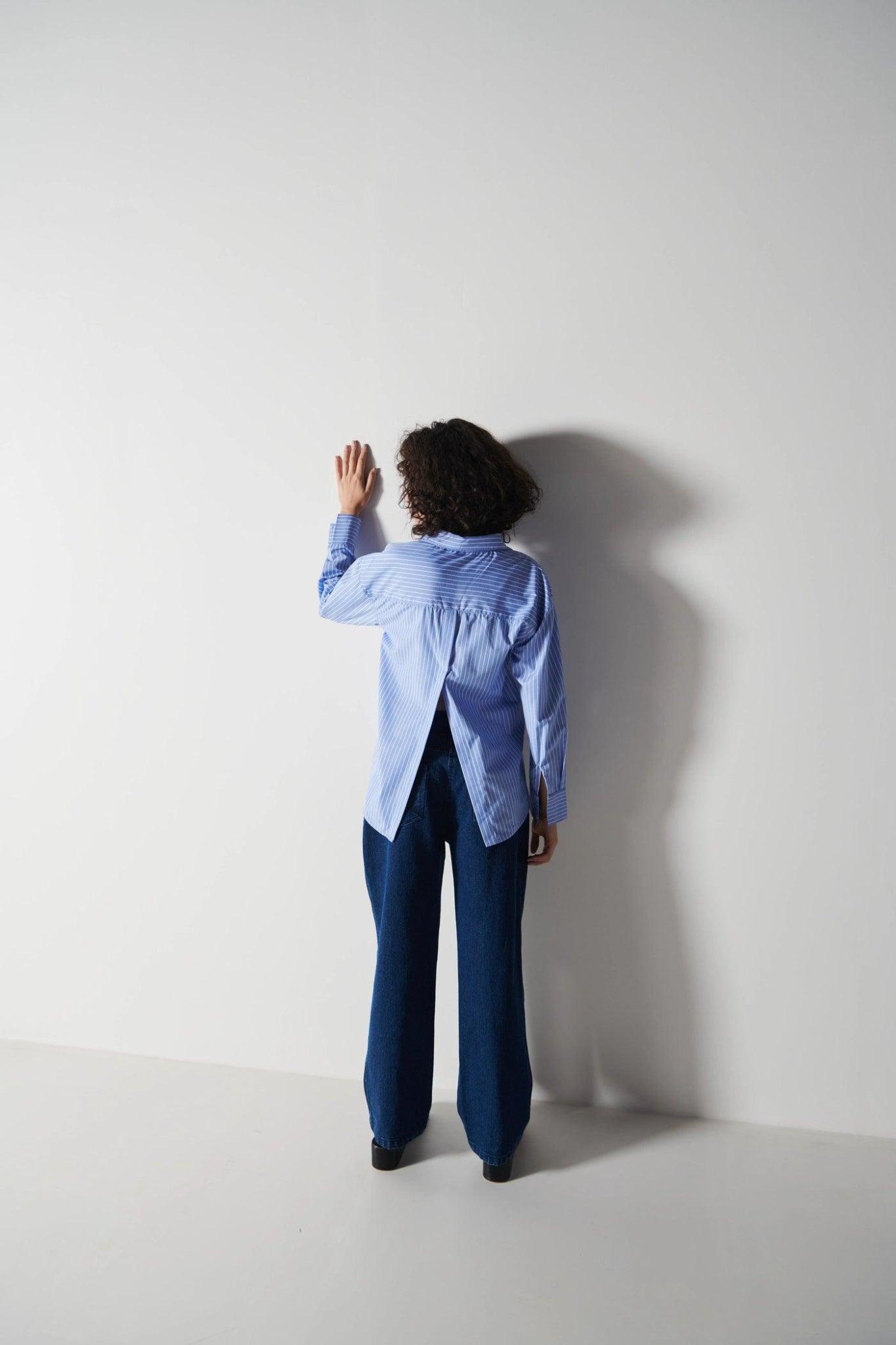 White Pin Stripped Shirt-Sotbella