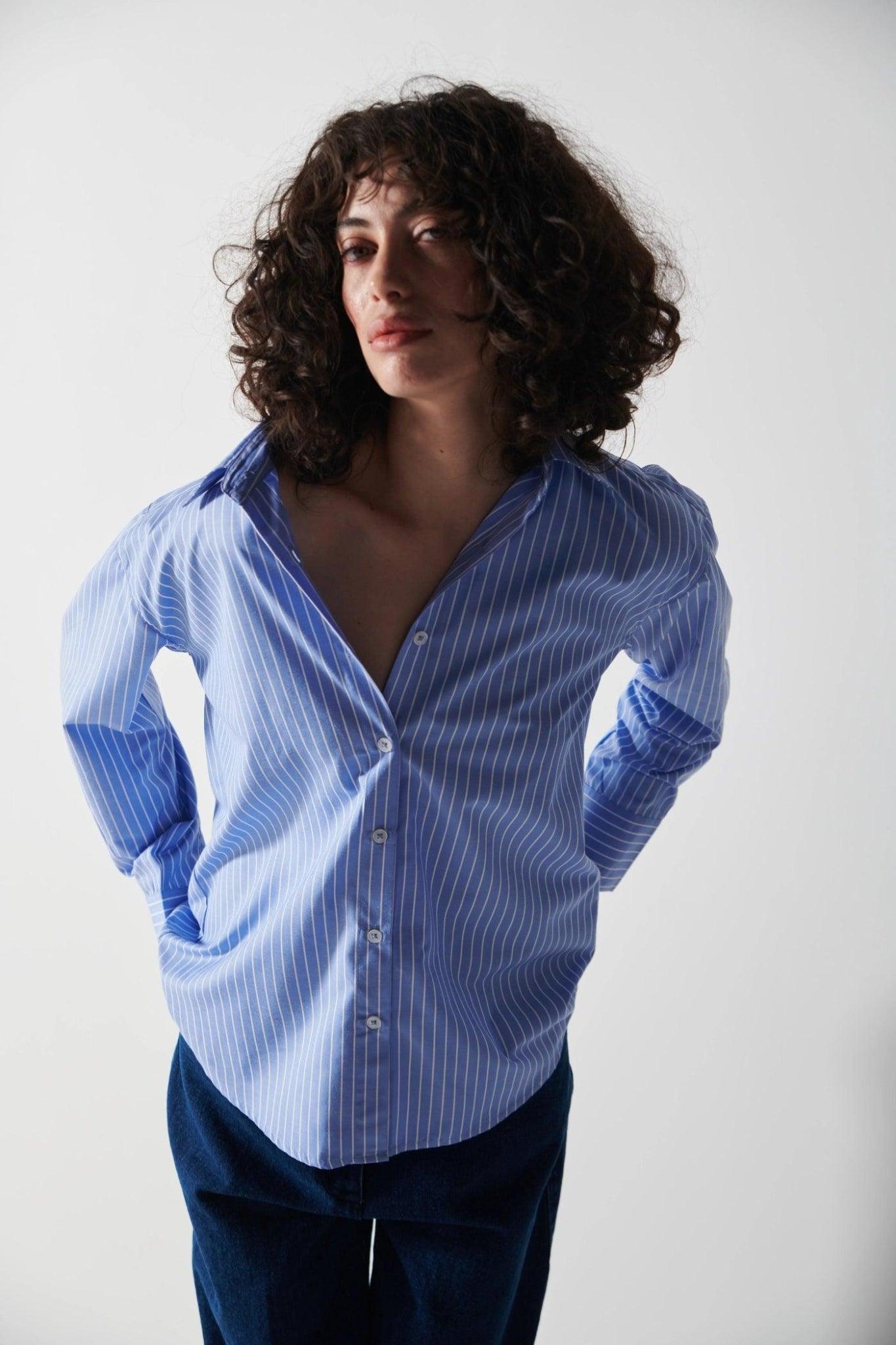 White Pin Stripped Shirt-Sotbella