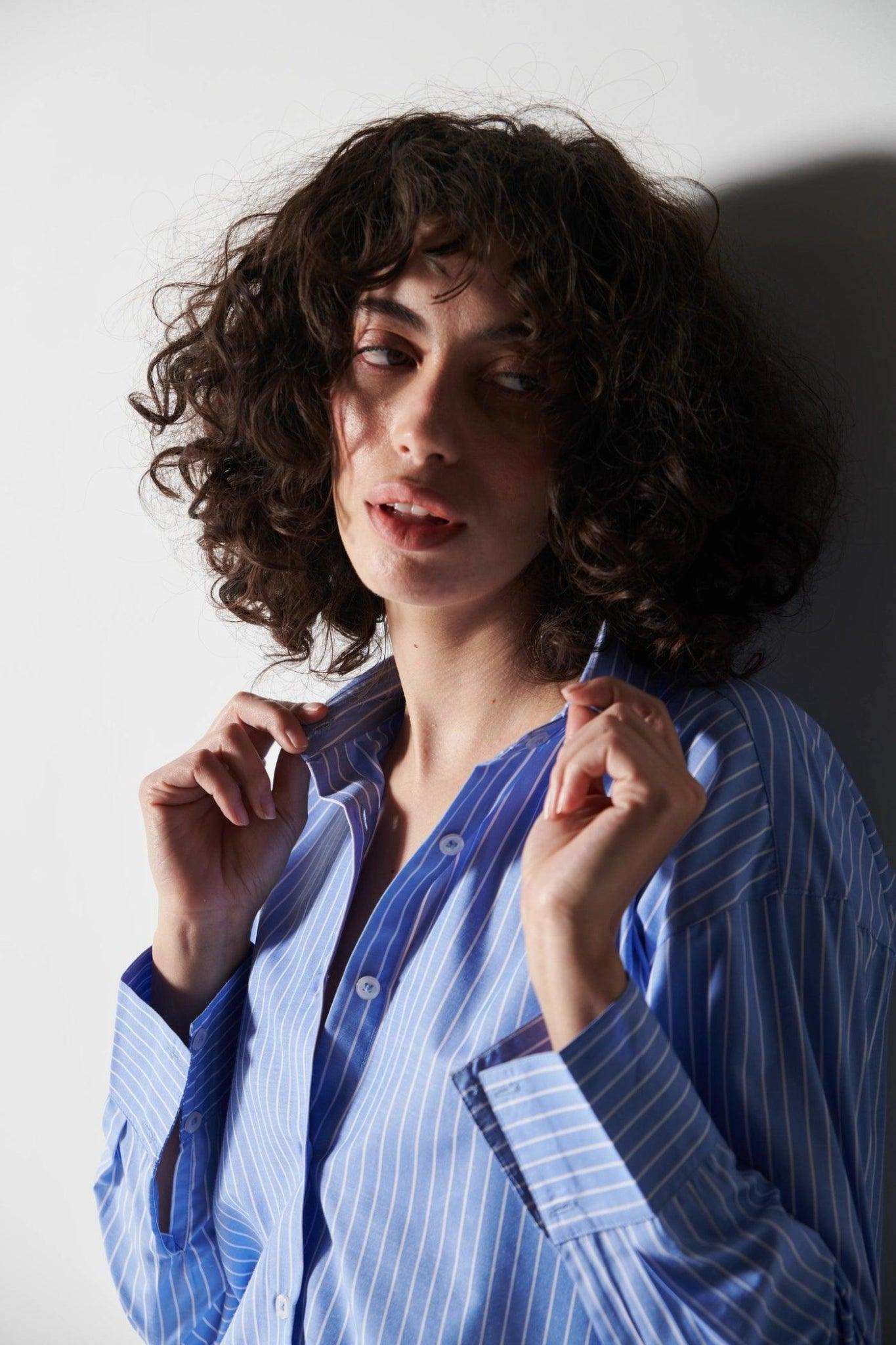 White Pin Stripped Shirt-Sotbella