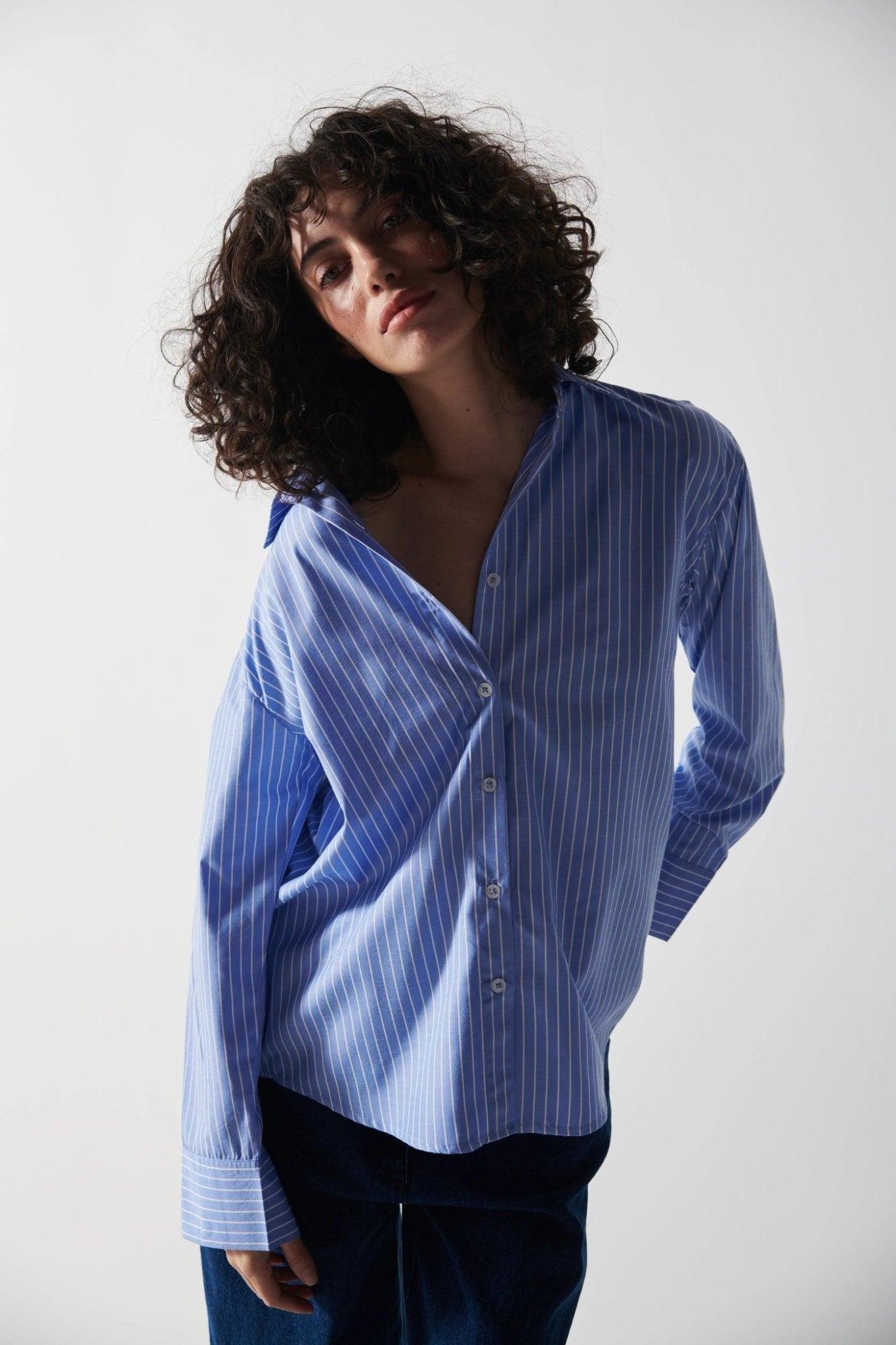 White Pin Stripped Shirt-Sotbella