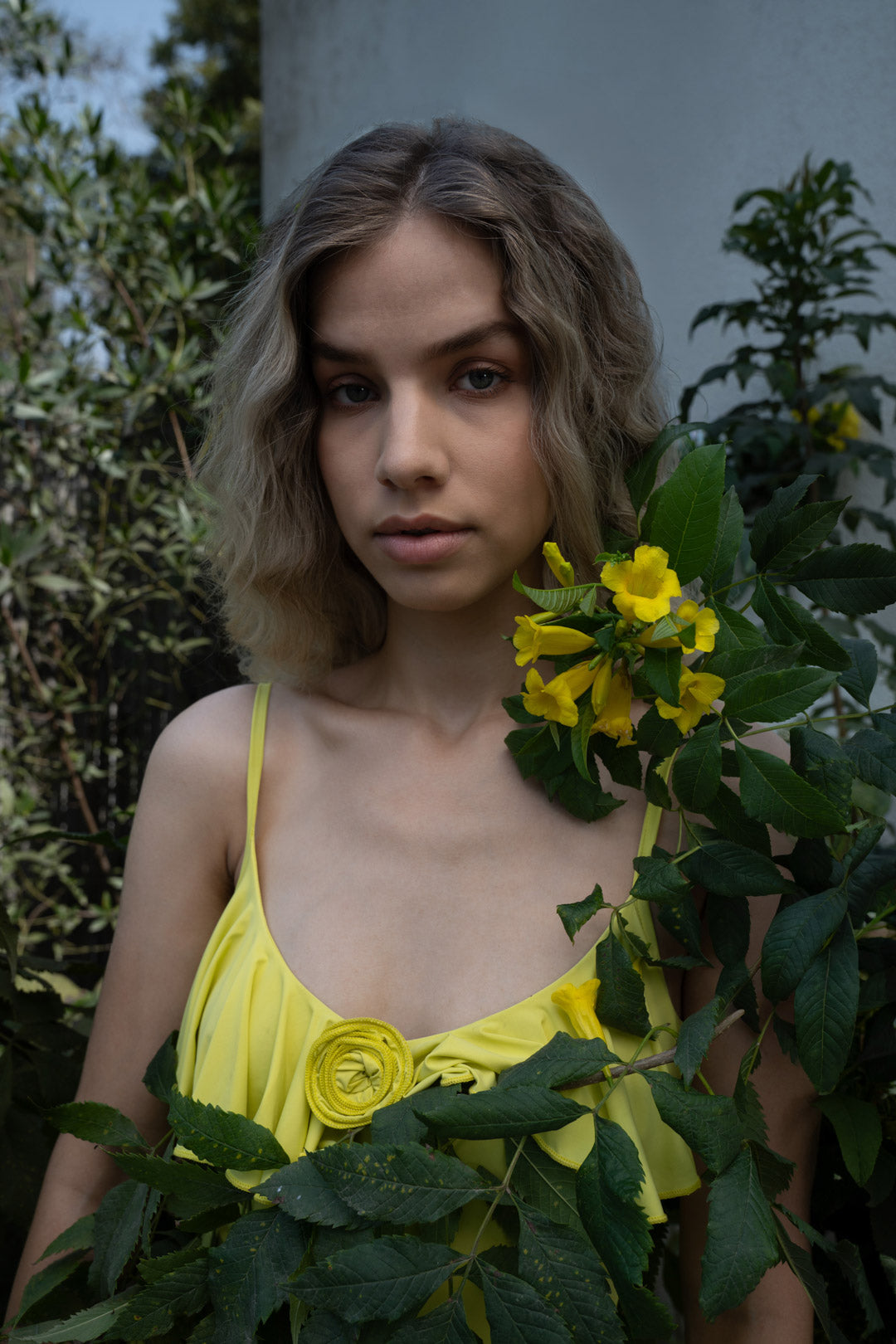 LIME YELLOW DRAPED MAXI DRESS