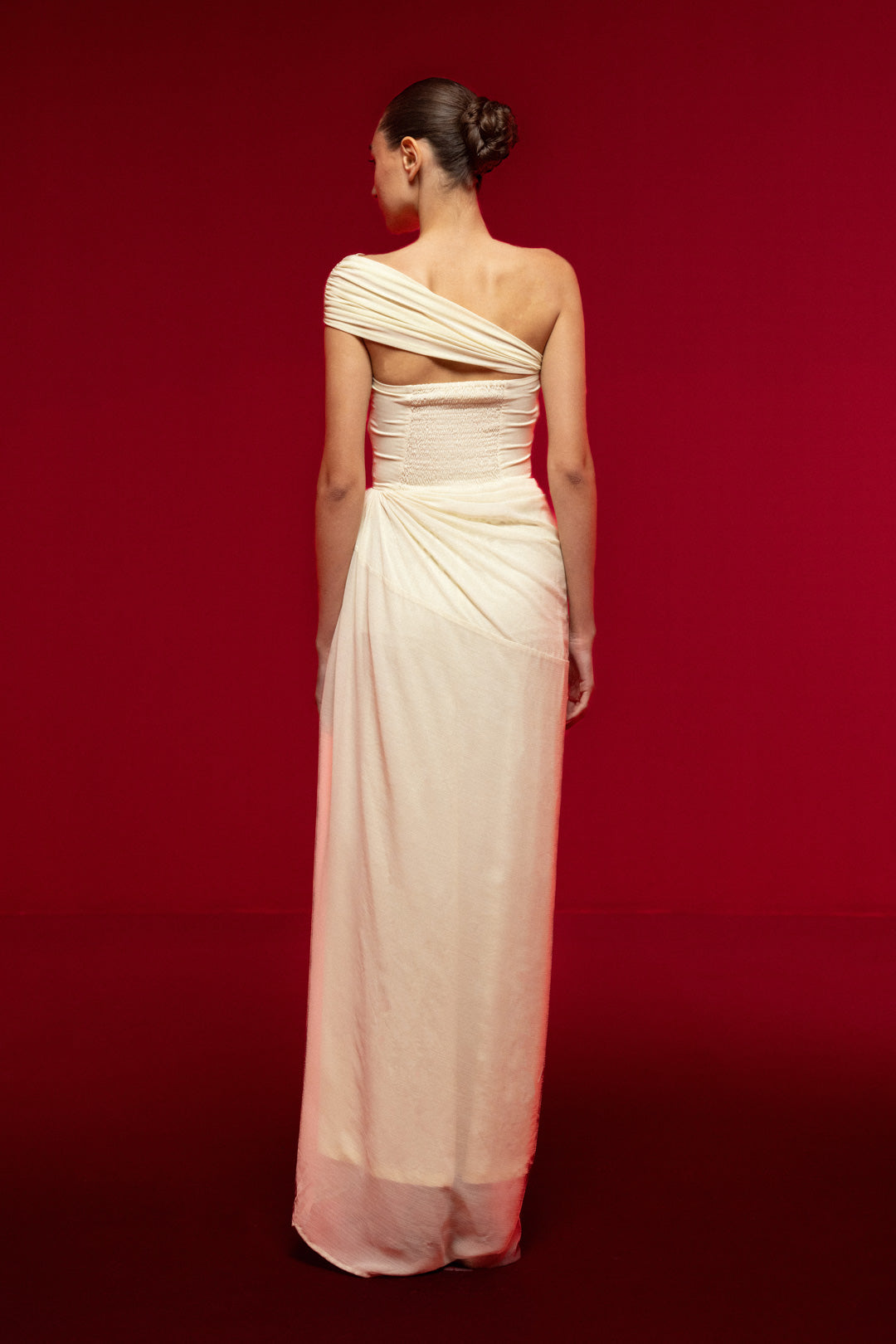 ONE-SHOULDER DRAPED MAXI DRESS