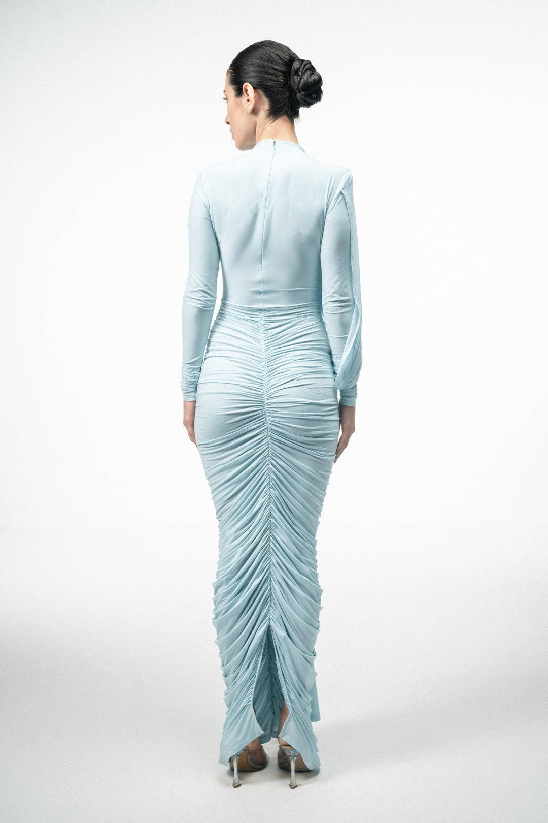 ICE BLUE DRAPED MAXI DRESS