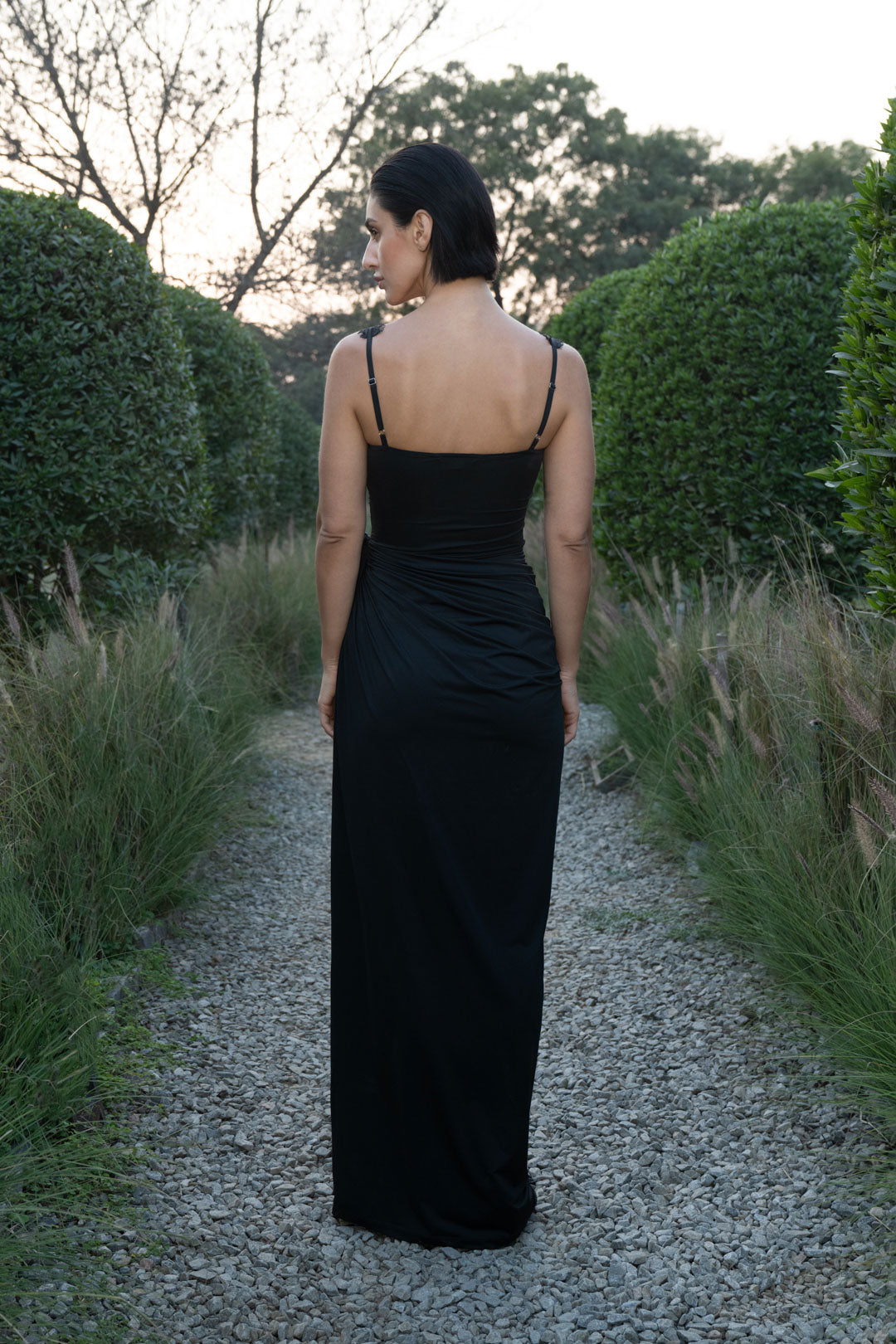 BLACK LACE CORSET MAXI DRESS