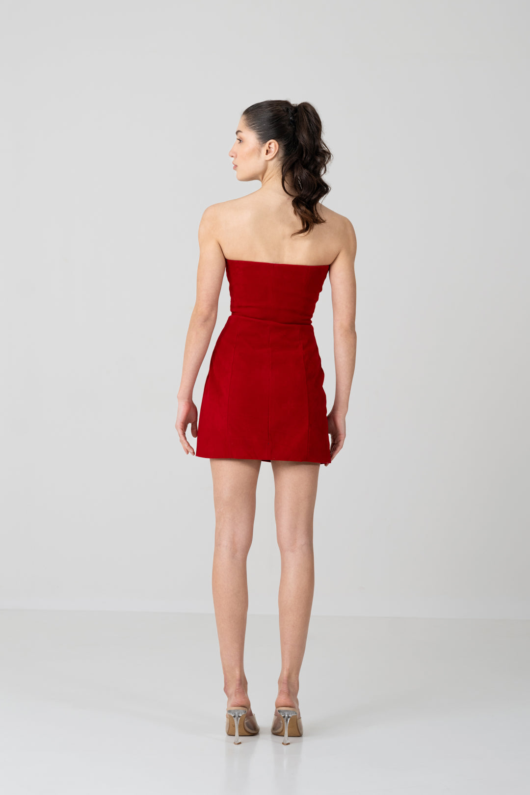 RED VELVET SNOWFLAKE EMBELLISHED MINI DRESS