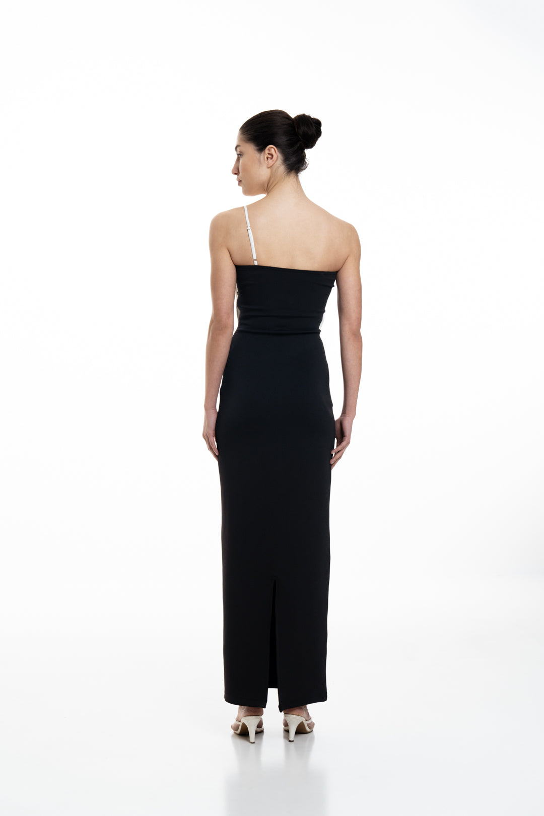 CONTRAST DRAPE BODYCON EVENING DRESS