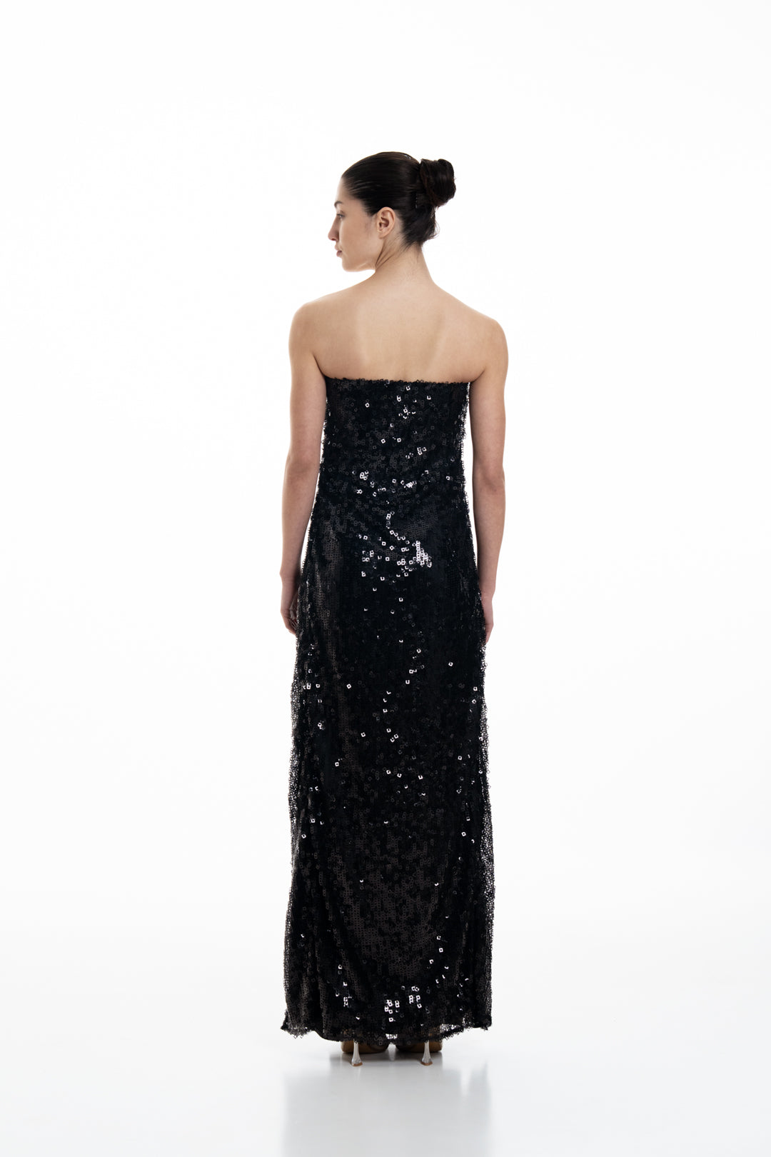 OVERLAPPED SEQUIN TUBE GOWN