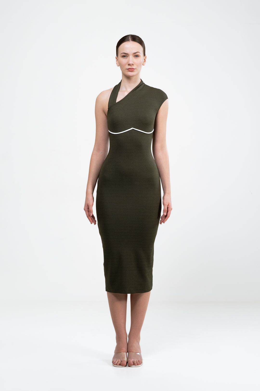 ASYMMETRICAL NECKLINE BODYCON DRESS