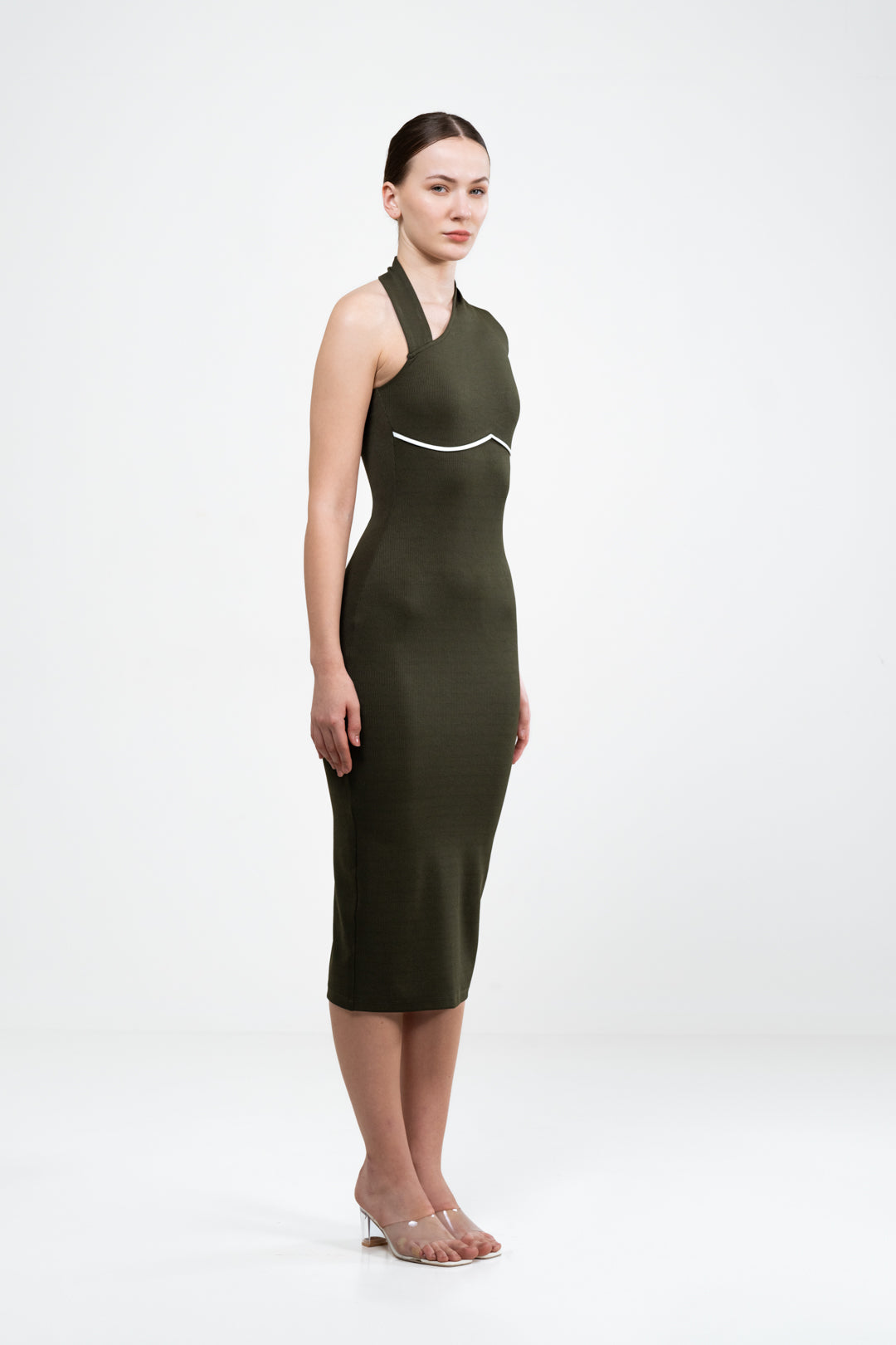 ASYMMETRICAL NECKLINE BODYCON DRESS