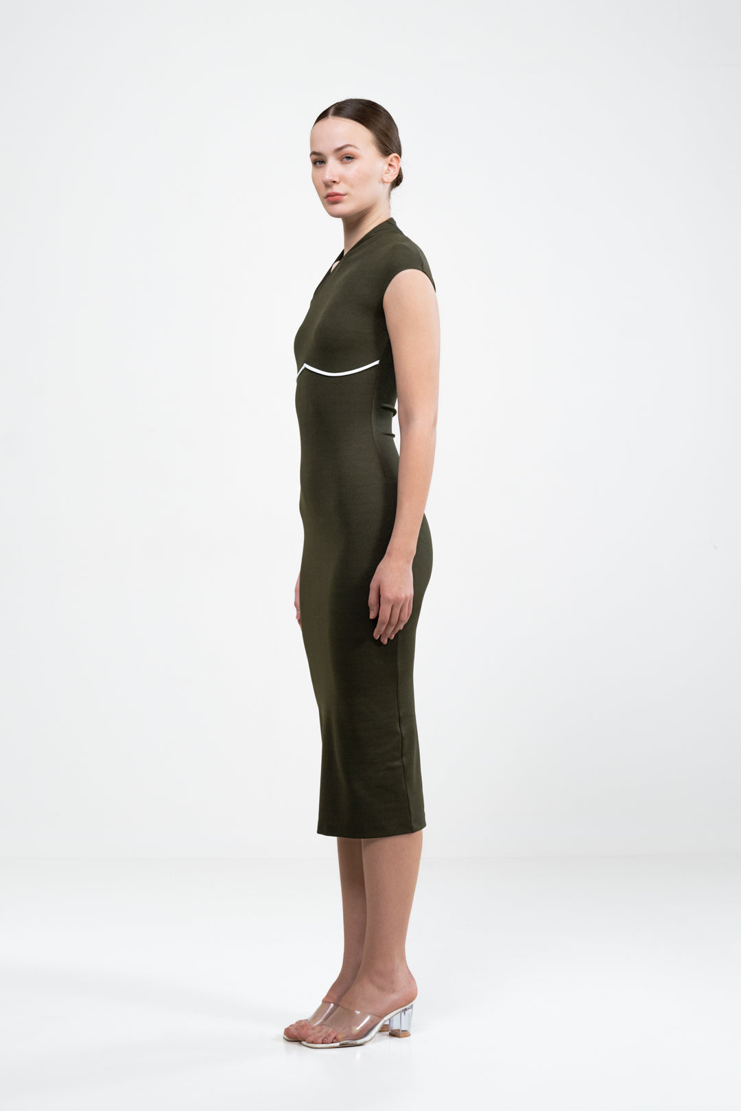 ASYMMETRICAL NECKLINE BODYCON DRESS