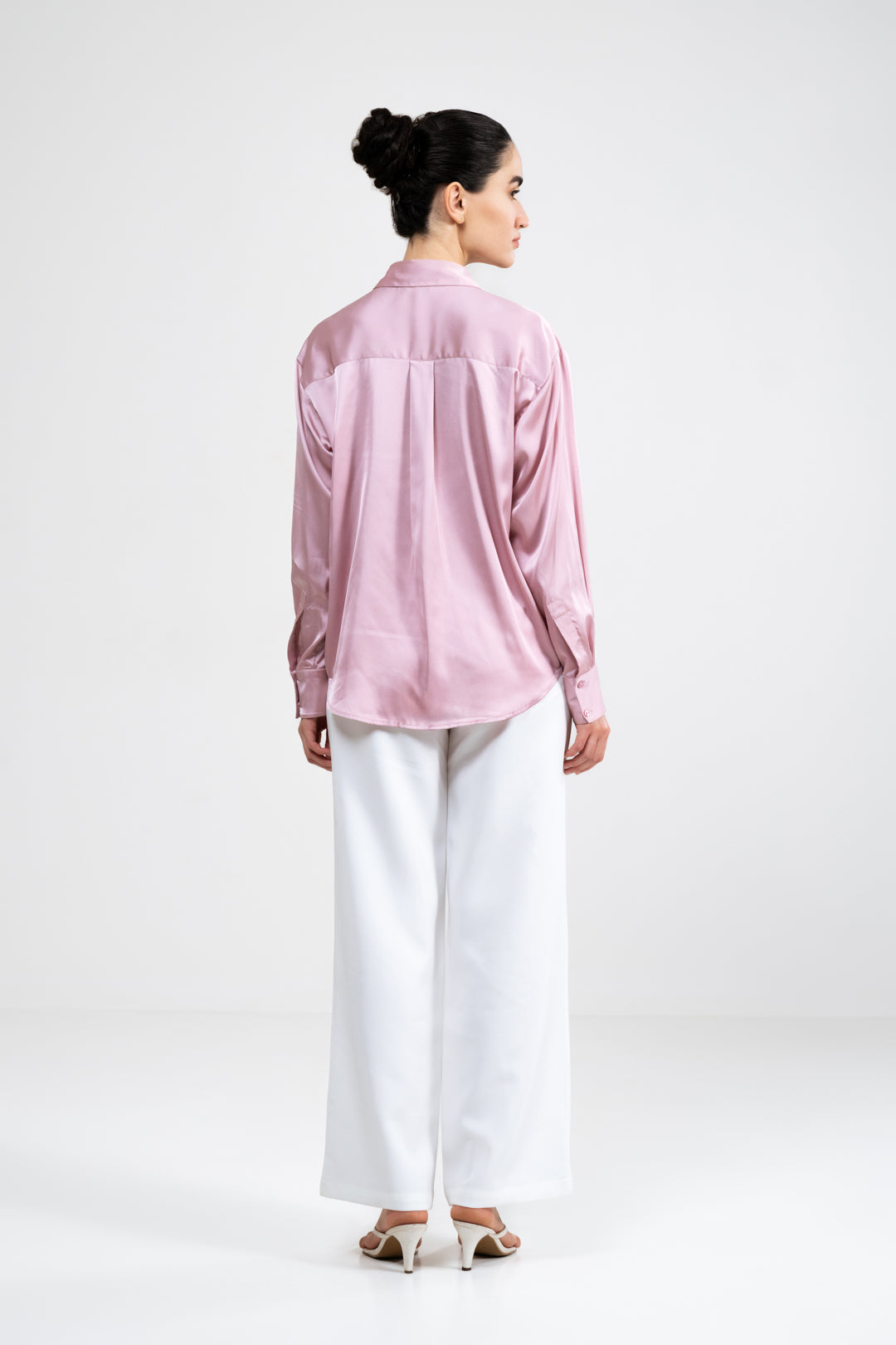 RELAXED FIT PINK SATIN SHIRT