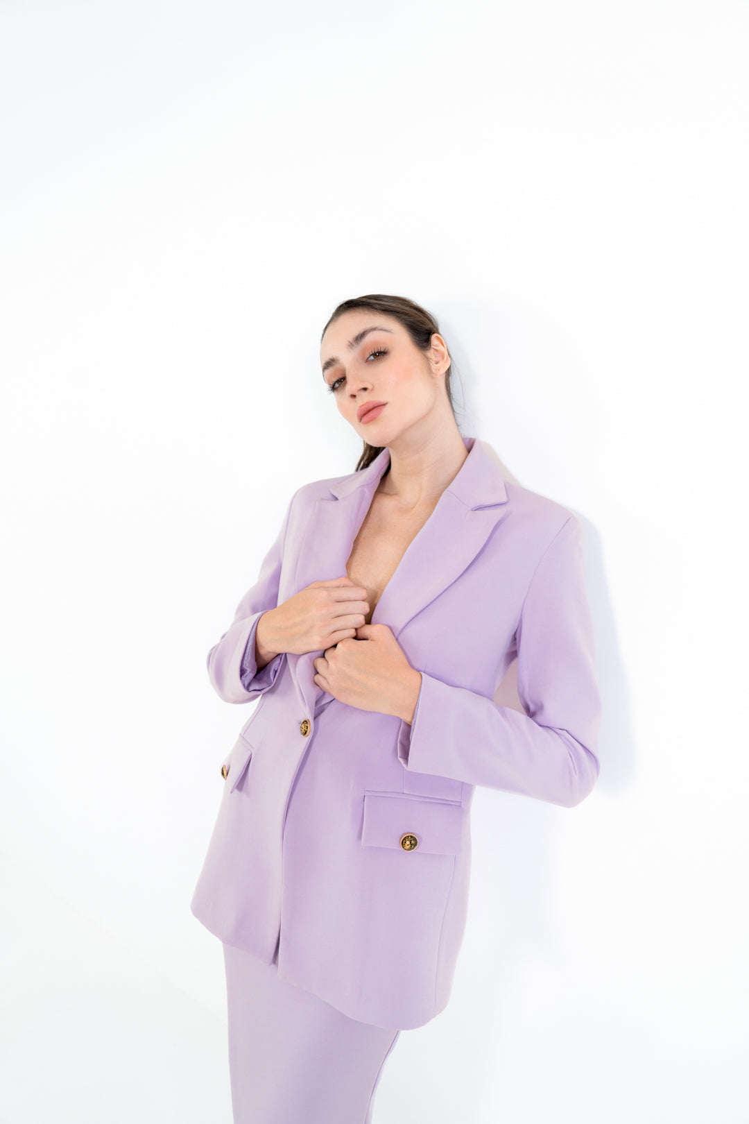 LAVENDER SINGLE BREASTED BLAZER WITH POCKETS