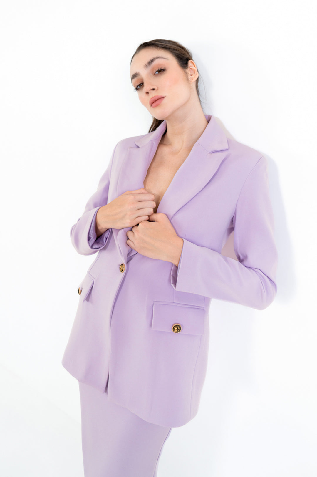 LAVENDER SINGLE BREASTED BLAZER WITH POCKETS