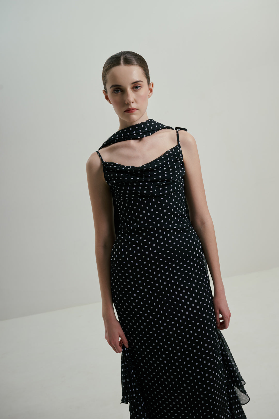 BLACK POLKA DOT GOWN WITH DUPATTA