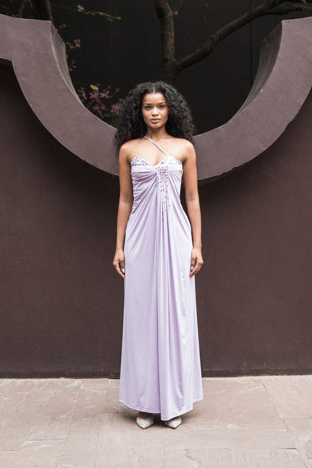 LILAC ONE-SHOULDER DRAPED GOWN