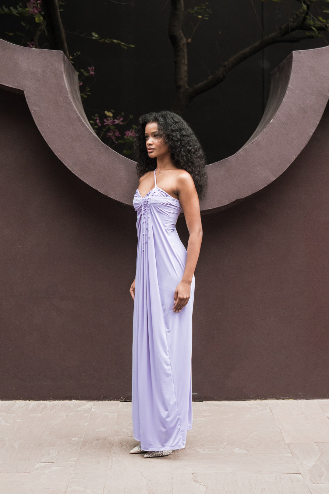LILAC ONE-SHOULDER DRAPED GOWN