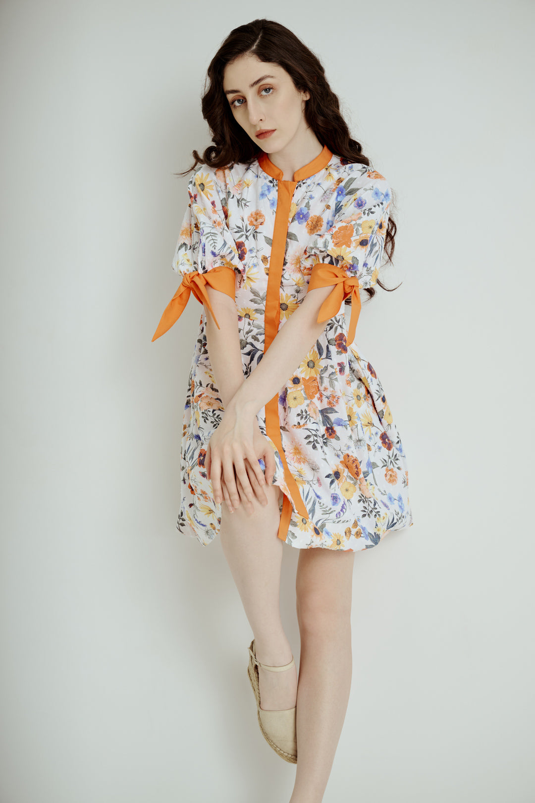 FLORAL PUFF MINI DRESS