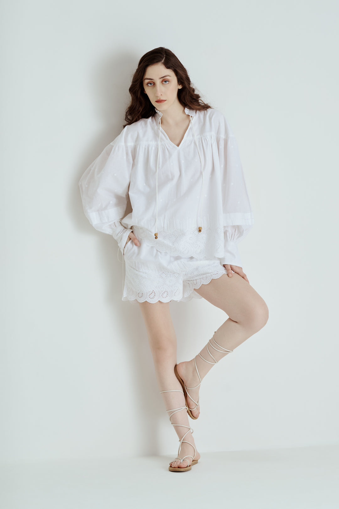 EMBROIDERED TUNIC AND SHORTS CO-ORD SET