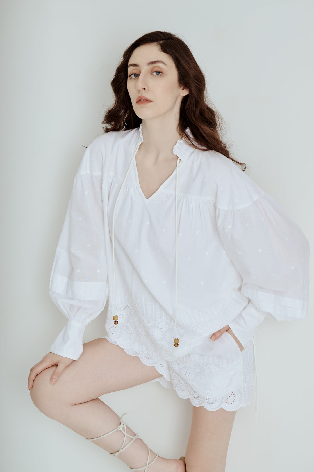 EMBROIDERED TUNIC AND SHORTS CO-ORD SET